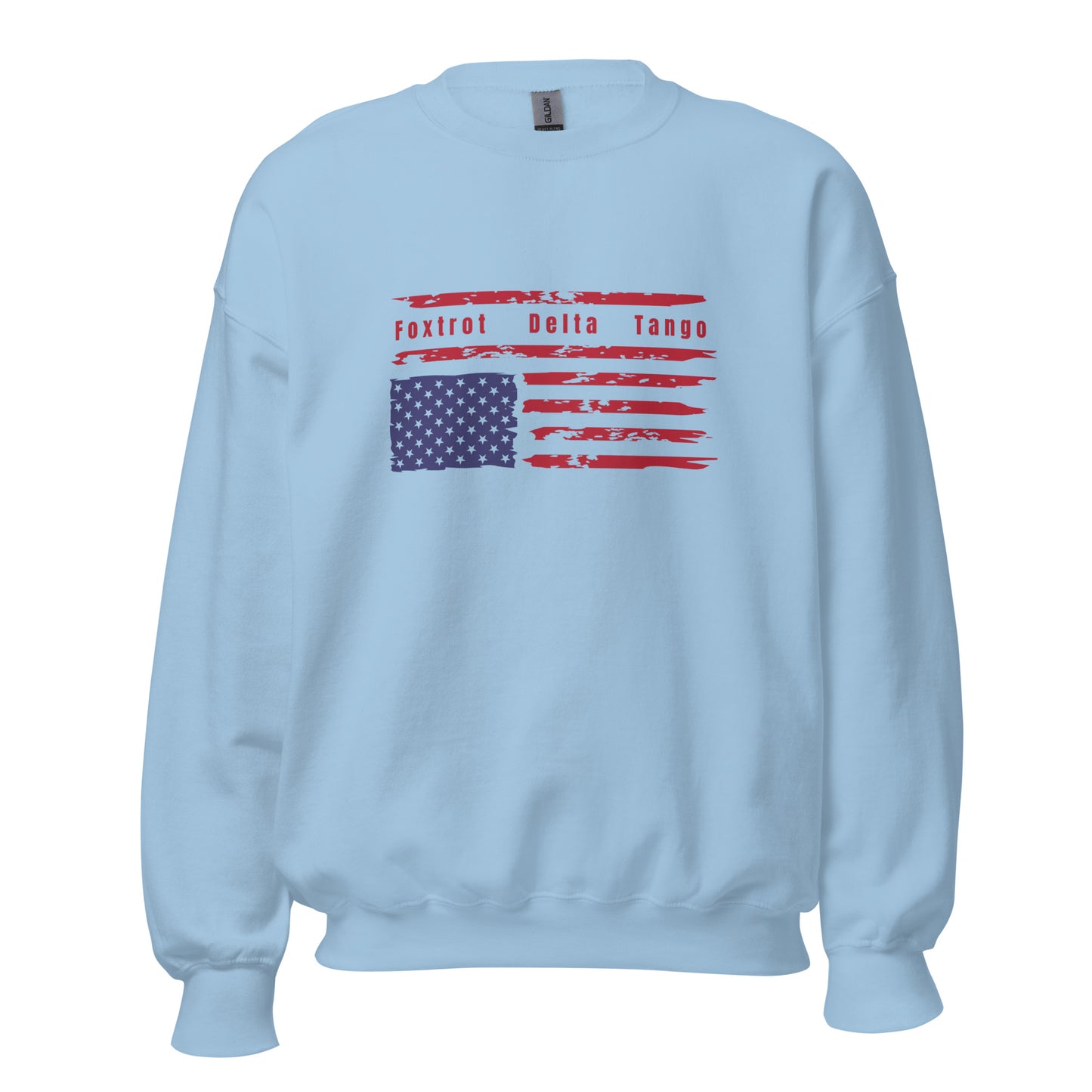 Foxtrot Delta Tango (Flag) - Unisex Sweatshirt Shirts & Tops Woke American Apparel Light Blue S
