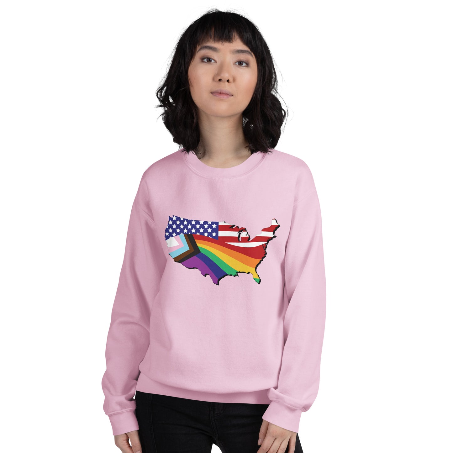 US Map Old Glory Pride - Unisex Sweatshirt - Supporting Equal Rights for All Americans Shirts & Tops Woke American Apparel