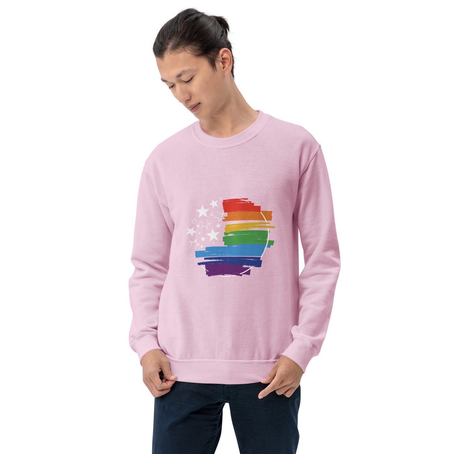 Stars & Pride - Unisex Sweatshirt - Supporting LGBTQIA+ Rights Shirts & Tops Woke American Apparel Light Pink S