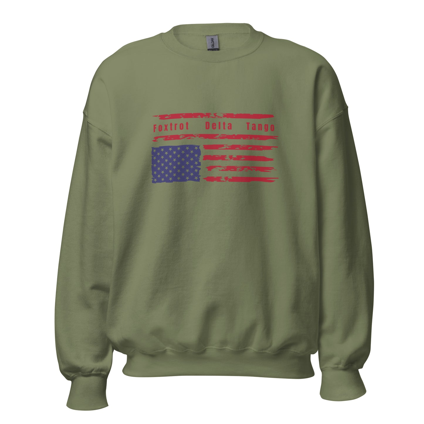 Foxtrot Delta Tango (Flag) - Unisex Sweatshirt Shirts & Tops Woke American Apparel Military Green S