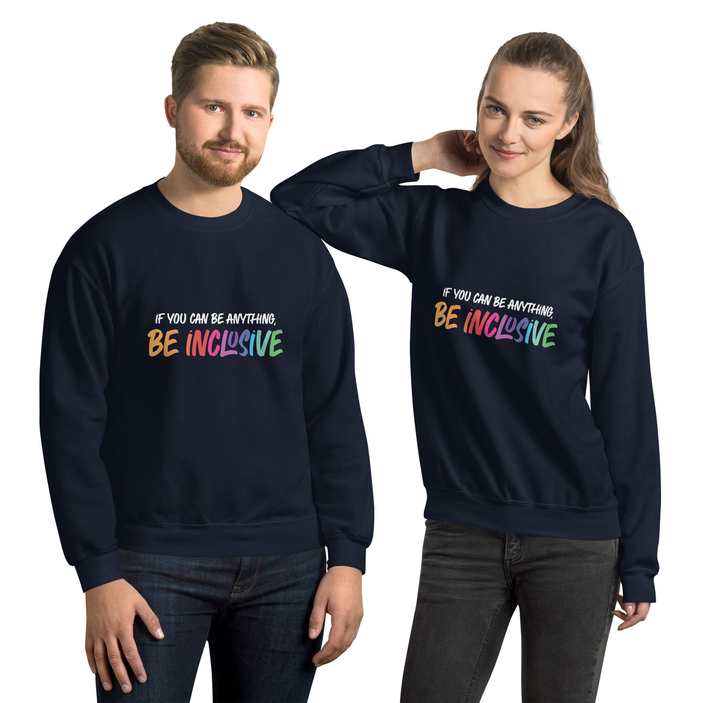 Be Inclusive - Unisex Sweatshirt - Supporting Equal Rights for All Americans Shirts & Tops Woke American Apparel Navy S