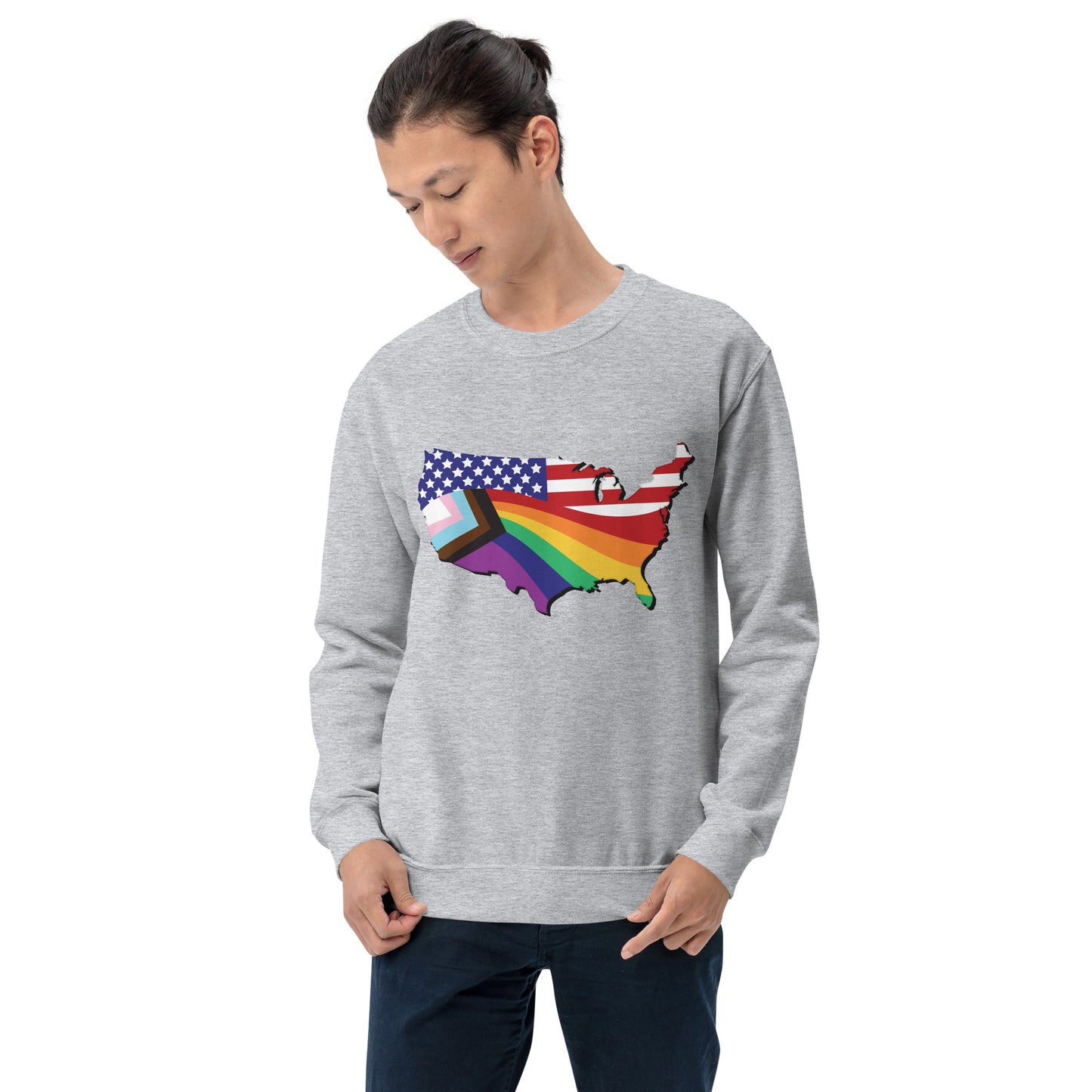 US Map Old Glory Pride - Unisex Sweatshirt - Supporting Equal Rights for All Americans Shirts & Tops Woke American Apparel