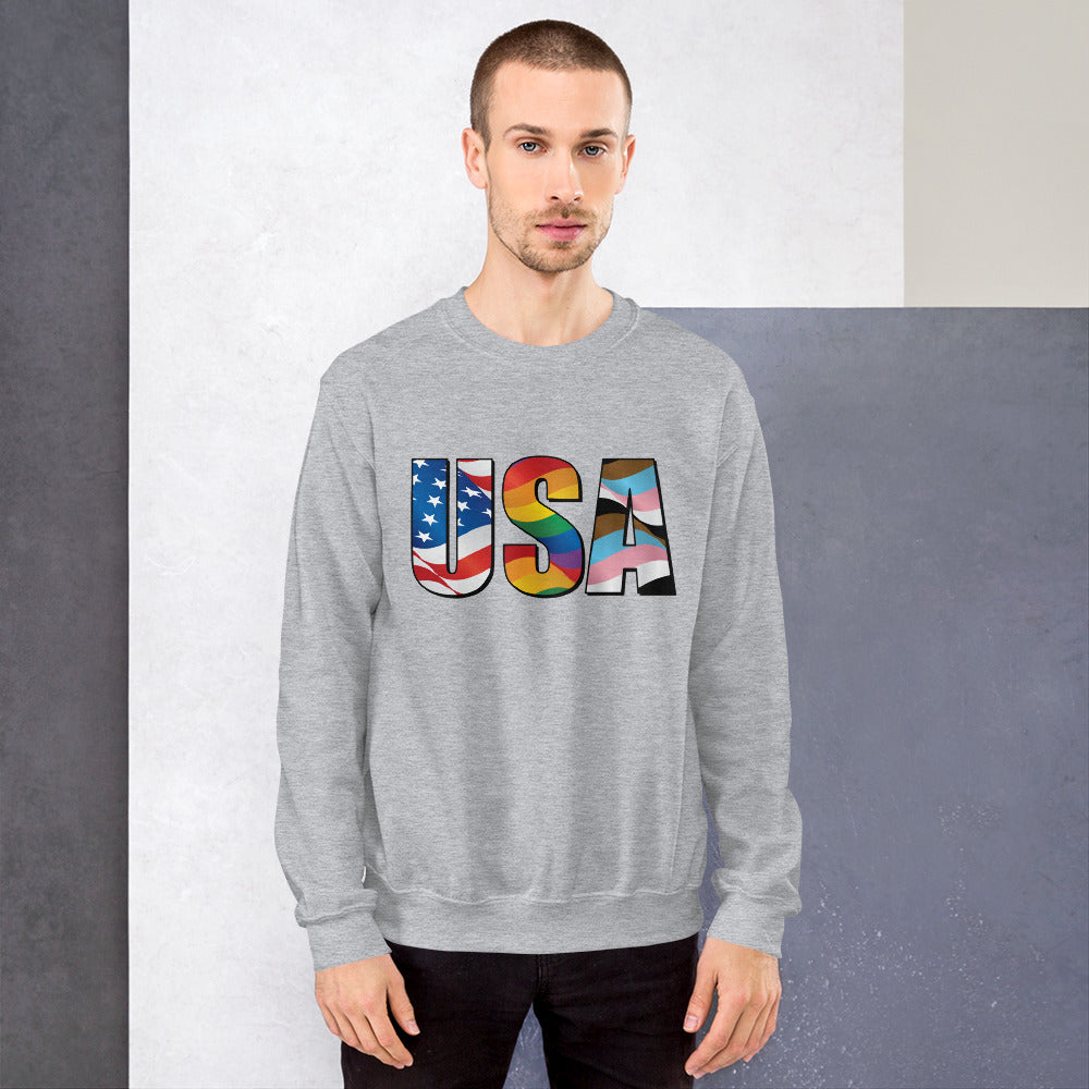 USA Pride - Unisex Sweatshirt - Supporting Equal Rights for All Americans Shirts & Tops Woke American Apparel