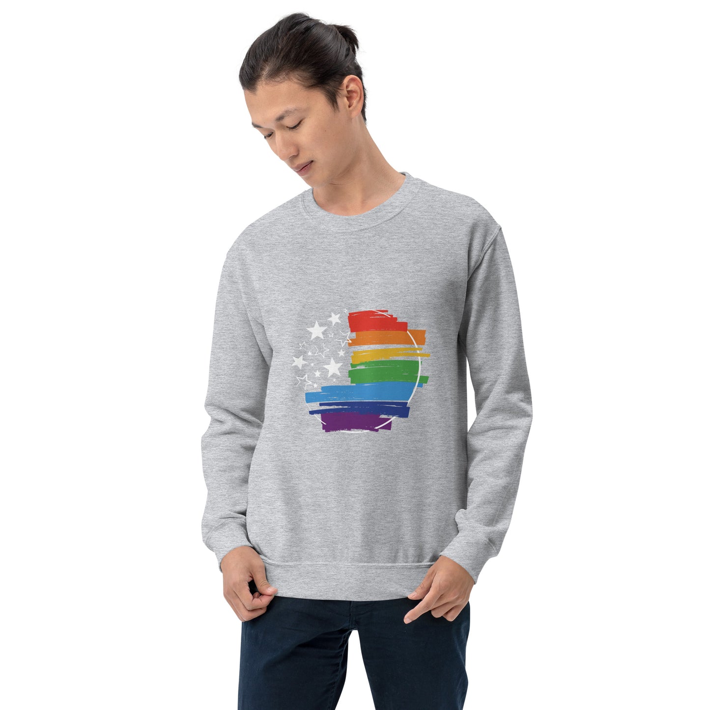 Stars & Pride - Unisex Sweatshirt - Supporting LGBTQIA+ Rights Shirts & Tops Woke American Apparel Sport Grey S