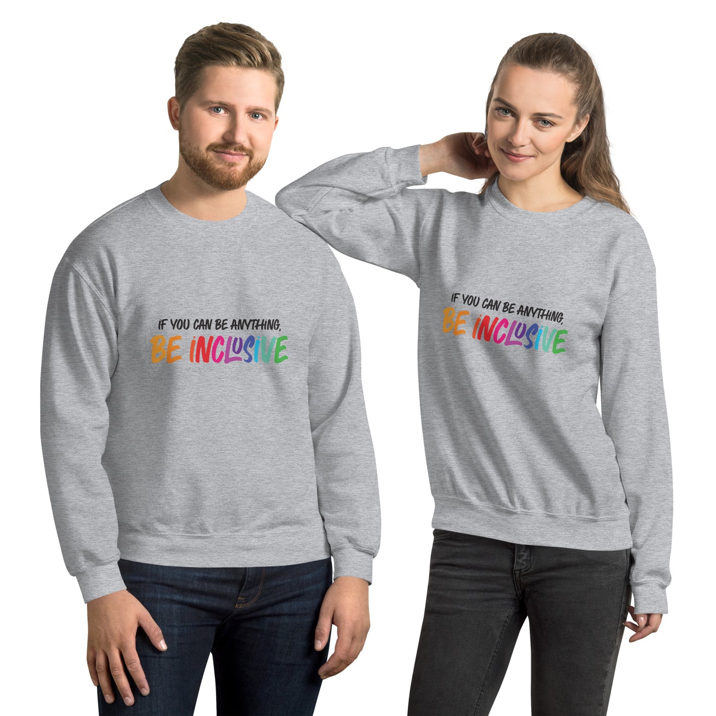 Be Inclusive - Unisex Sweatshirt - Supporting Equal Rights for All Americans Shirts & Tops Woke American Apparel Sport Grey S
