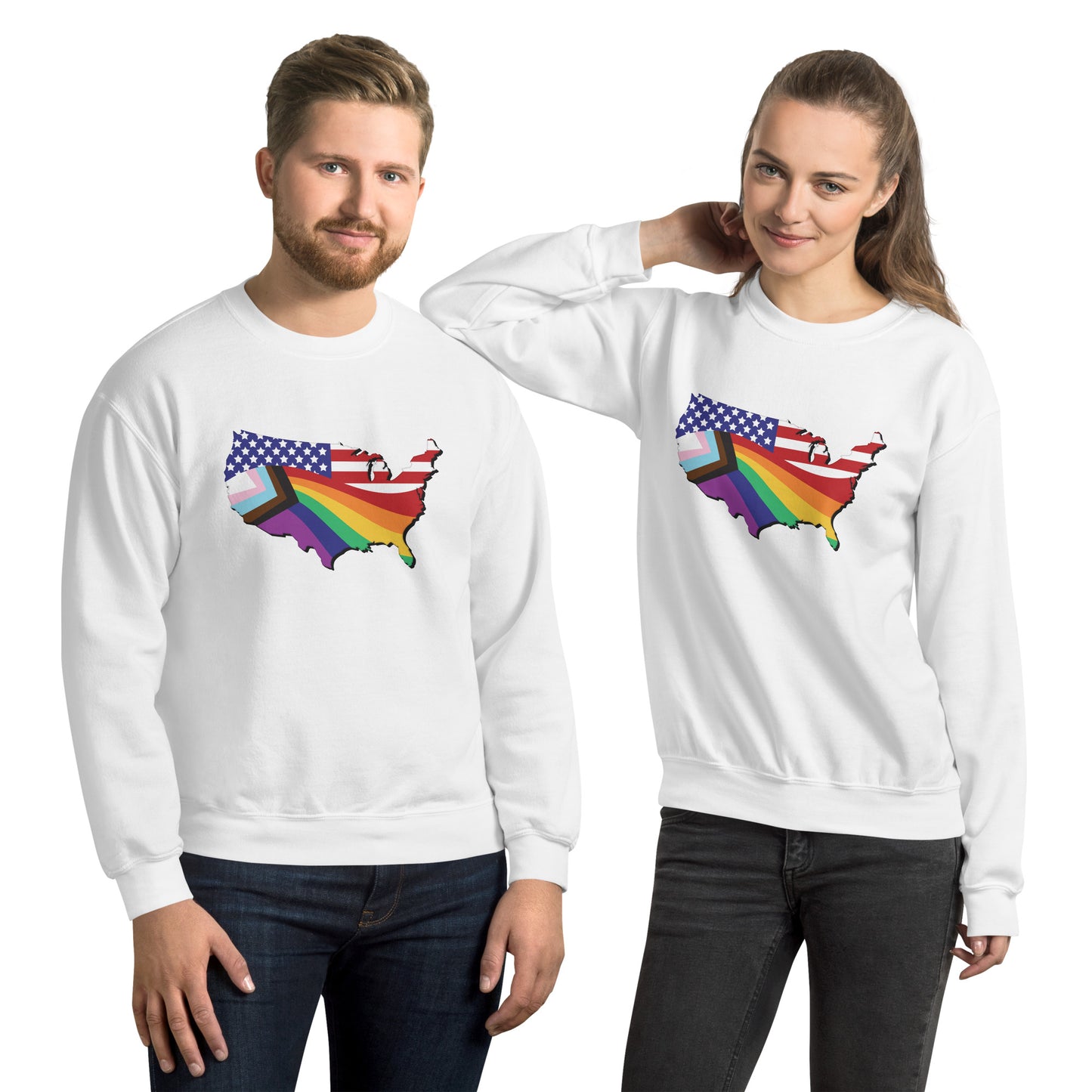 US Map Old Glory Pride - Unisex Sweatshirt - Supporting Equal Rights for All Americans Shirts & Tops Woke American Apparel