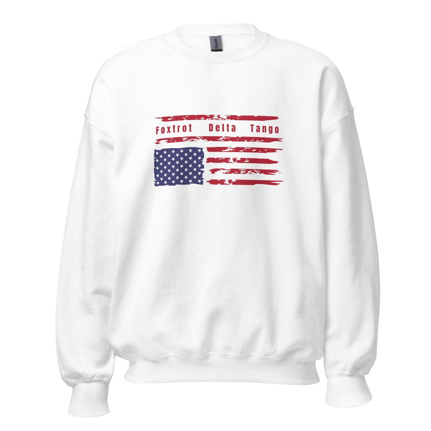 Foxtrot Delta Tango (Flag) - Unisex Sweatshirt Shirts & Tops Woke American Apparel White S