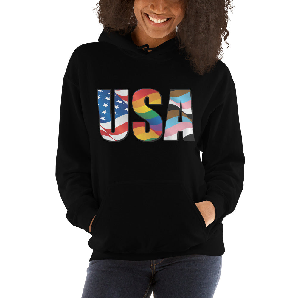 USA Pride - Unisex Hoodie - Supporting Equal Rights for All Americans Shirts & Tops Woke American Apparel