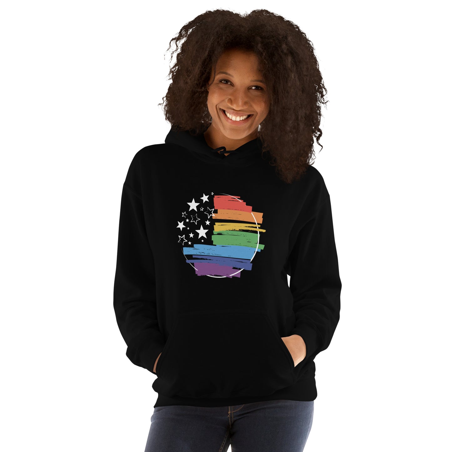 Stars & Pride - Unisex Hoodie - Supporting LGBTQIA+ Rights Shirts & Tops Woke American Apparel Black S