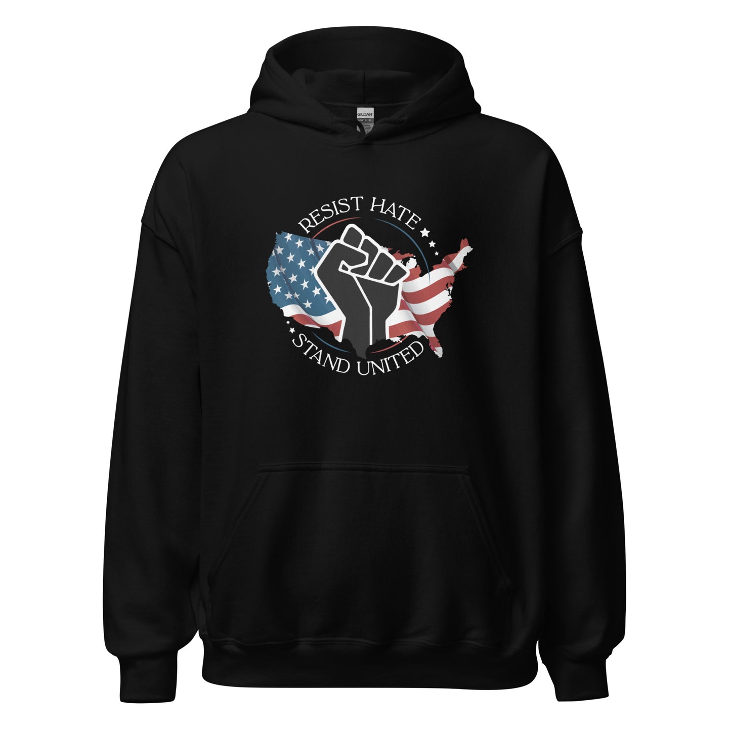 Resist Hate, Stand United - Unisex Hoodie - Supporting Black Lives Matter and Equal Rights for All Americans Shirts & Tops Woke American Apparel
