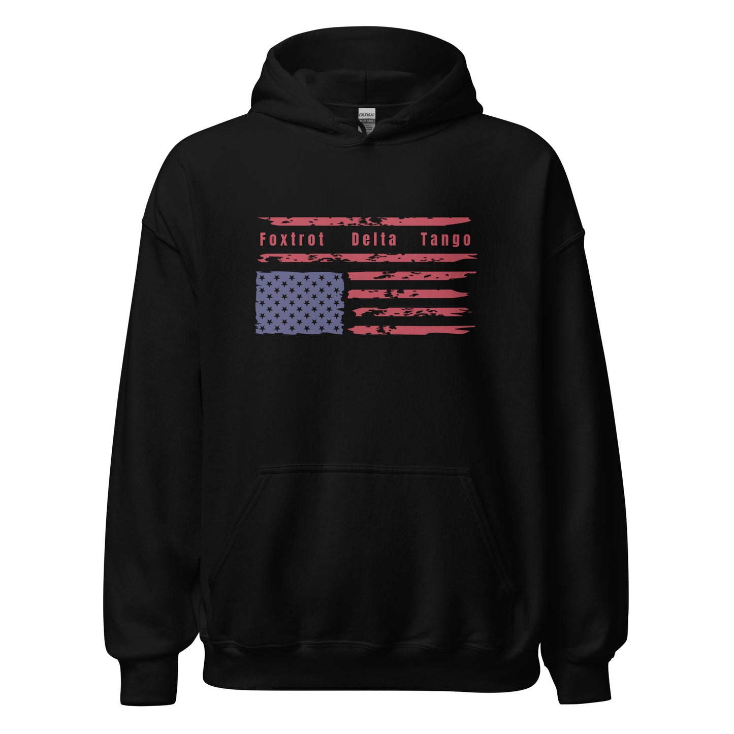 Foxtrot Delta Tango (Flag) - Unisex Hoodie Shirts & Tops Woke American Apparel Black S