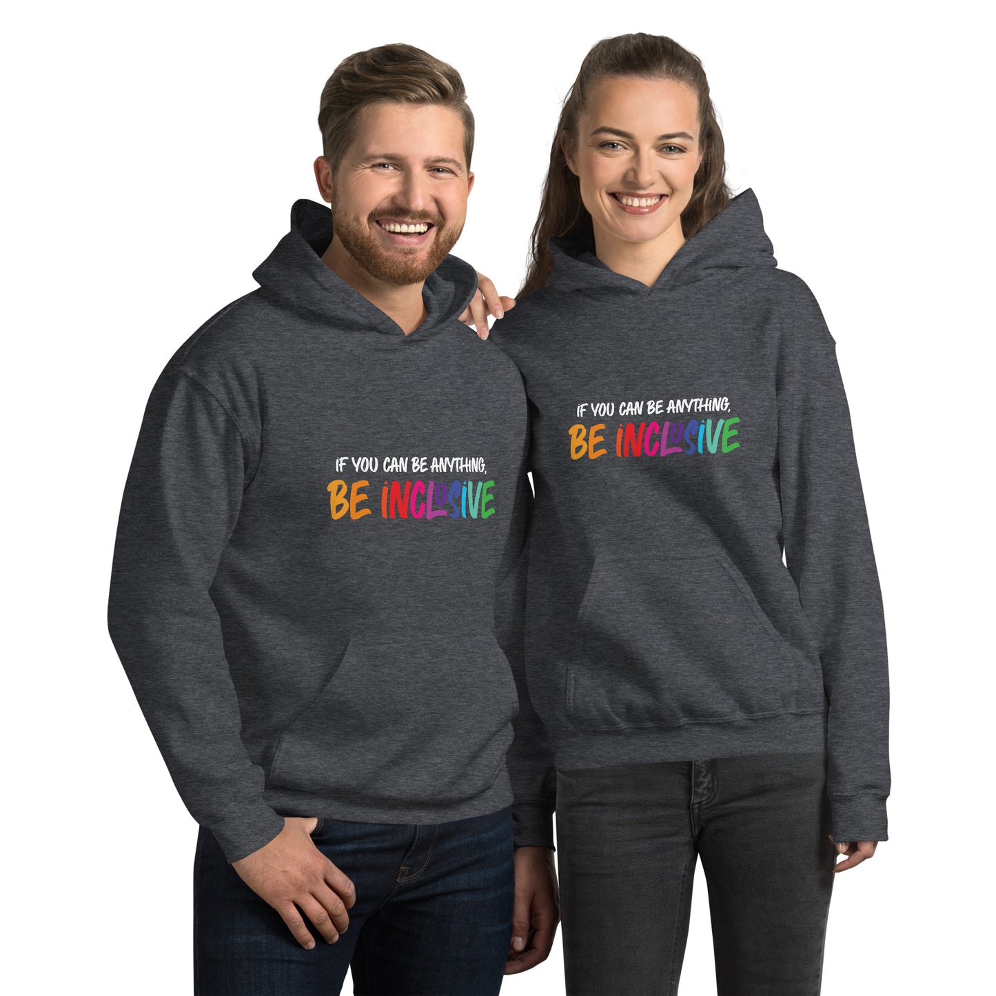 Be Inclusive - Unisex Hoodie - Supporting Equal Rights for All Americans Shirts & Tops Woke American Apparel Dark Heather S