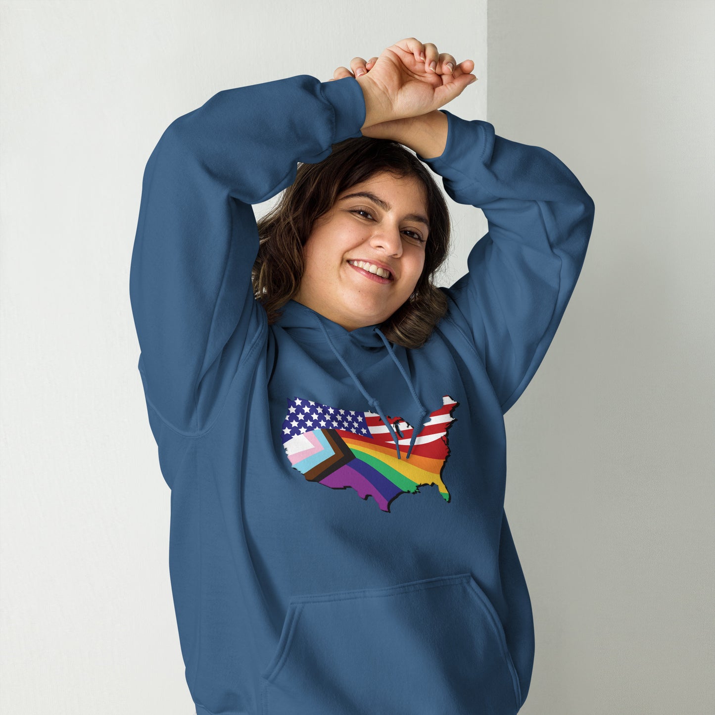 US Map Old Glory Pride - Unisex Hoodie - Supporting Equal Rights for All Americans Shirts & Tops Woke American Apparel