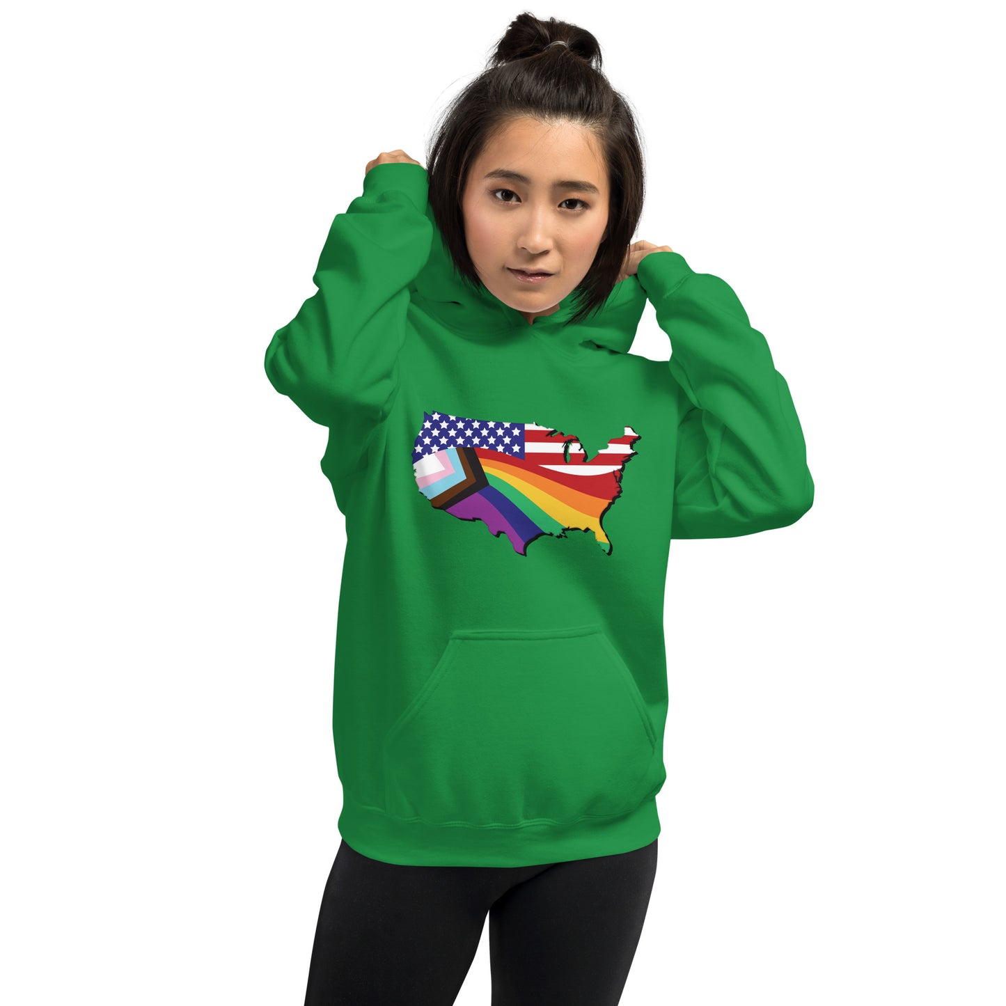 US Map Old Glory Pride - Unisex Hoodie - Supporting Equal Rights for All Americans Shirts & Tops Woke American Apparel