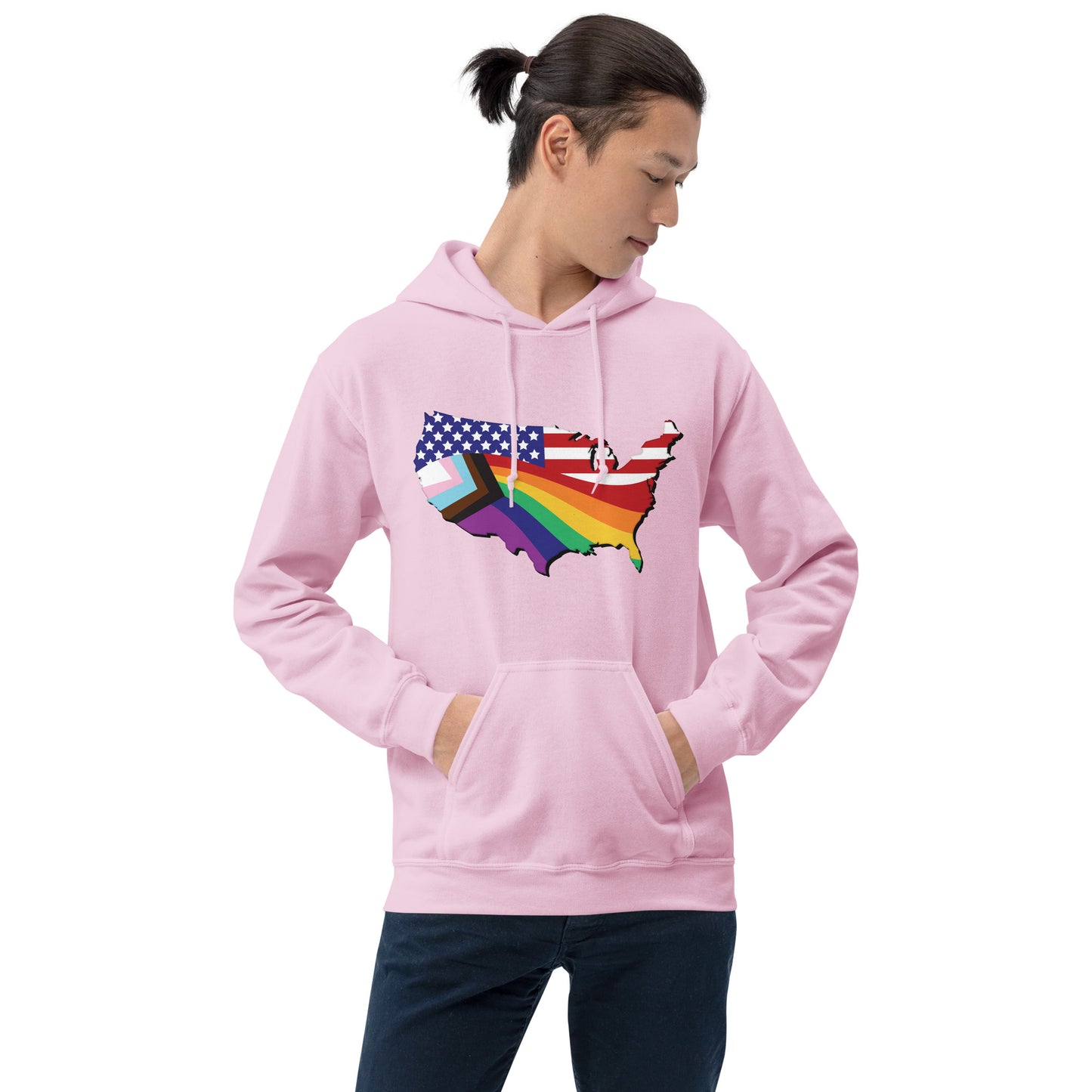 US Map Old Glory Pride - Unisex Hoodie - Supporting Equal Rights for All Americans Shirts & Tops Woke American Apparel