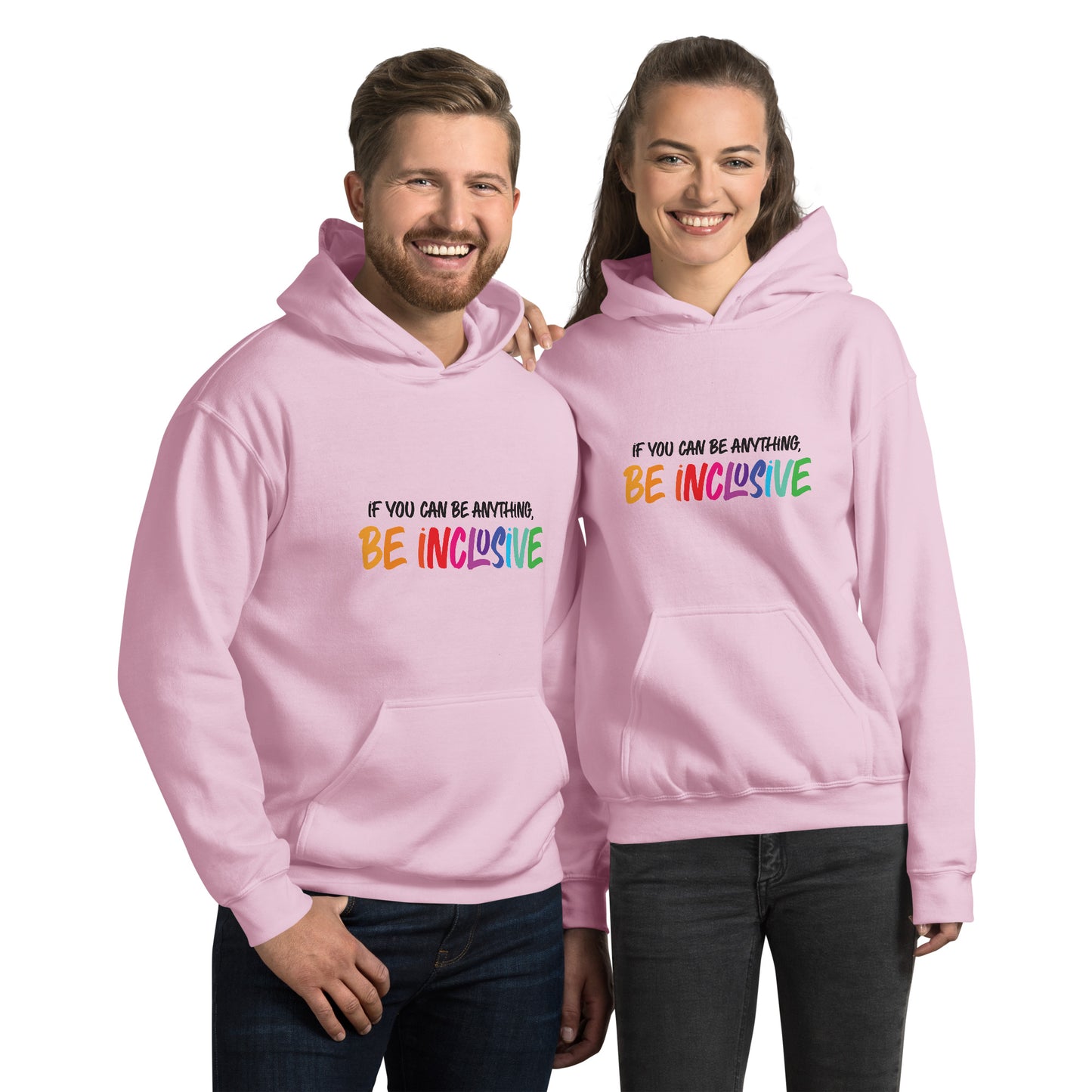 Be Inclusive - Unisex Hoodie - Supporting Equal Rights for All Americans Shirts & Tops Woke American Apparel Light Pink S