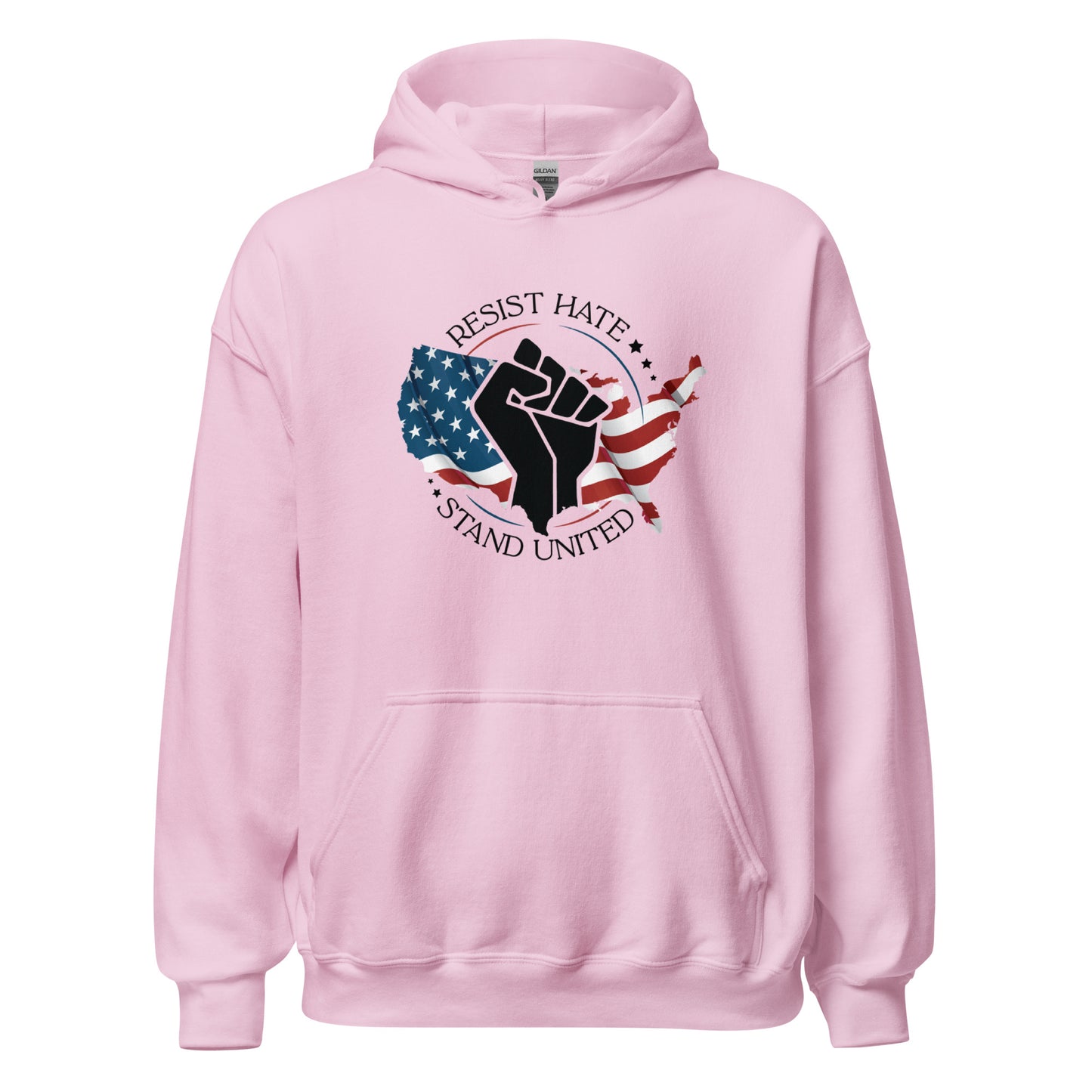 Resist Hate, Stand United - Unisex Hoodie - Supporting Black Lives Matter and Equal Rights for All Americans Shirts & Tops Woke American Apparel Light Pink S