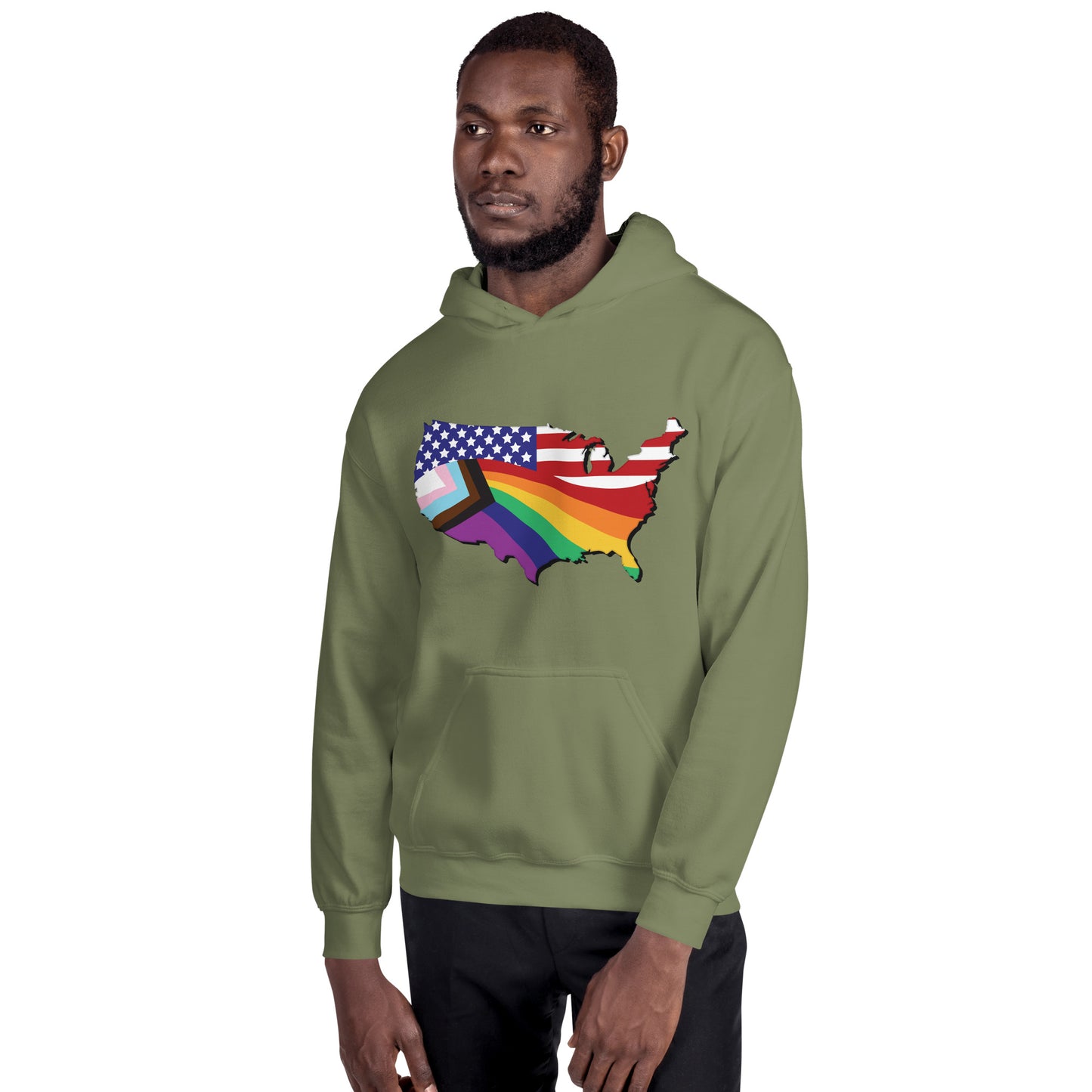 US Map Old Glory Pride - Unisex Hoodie - Supporting Equal Rights for All Americans Shirts & Tops Woke American Apparel