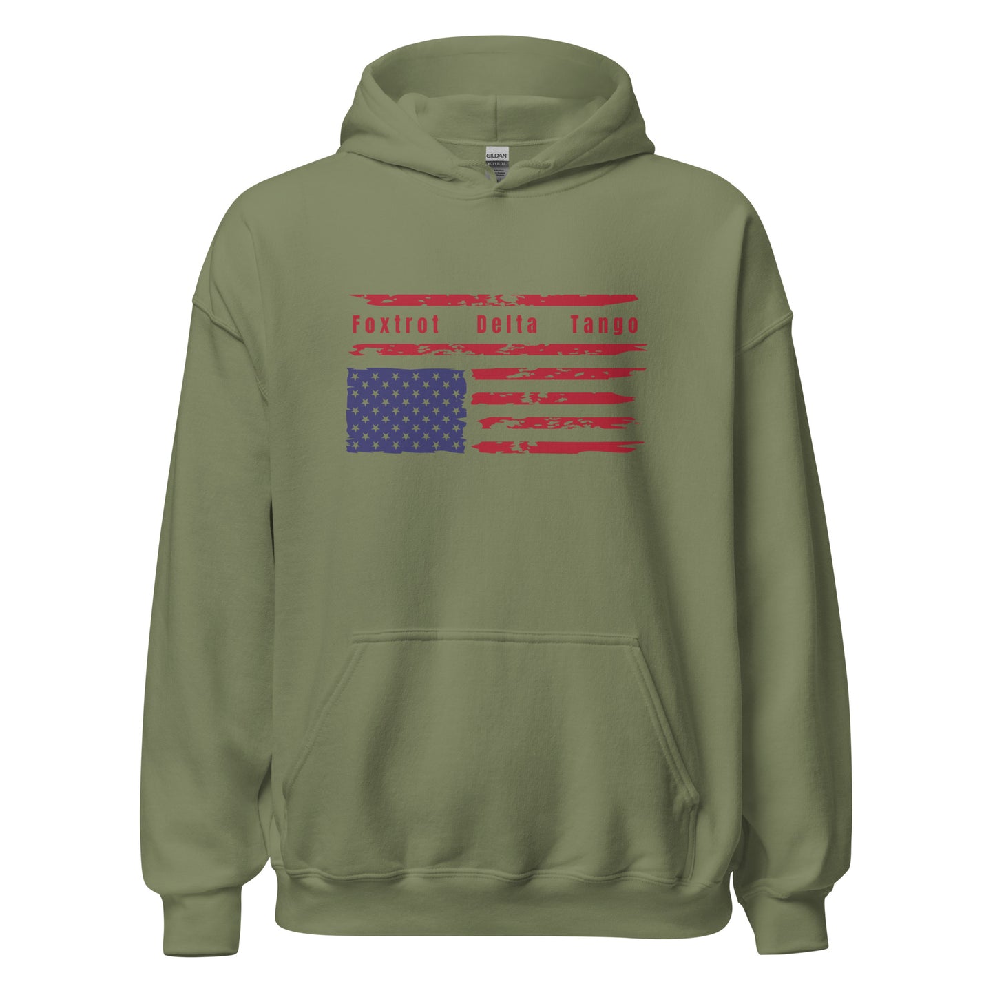 Foxtrot Delta Tango (Flag) - Unisex Hoodie Shirts & Tops Woke American Apparel Military Green S