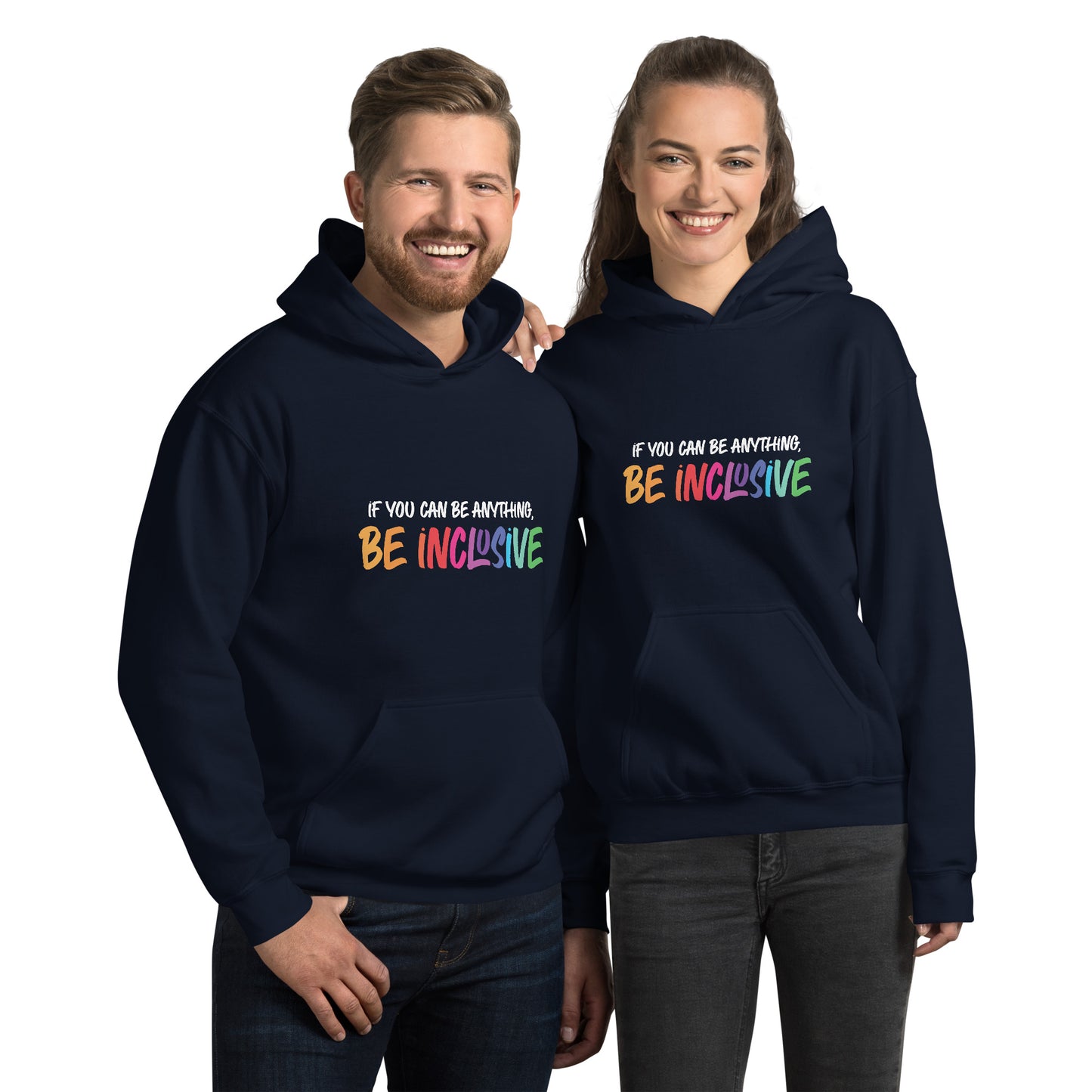 Be Inclusive - Unisex Hoodie - Supporting Equal Rights for All Americans Shirts & Tops Woke American Apparel Navy S