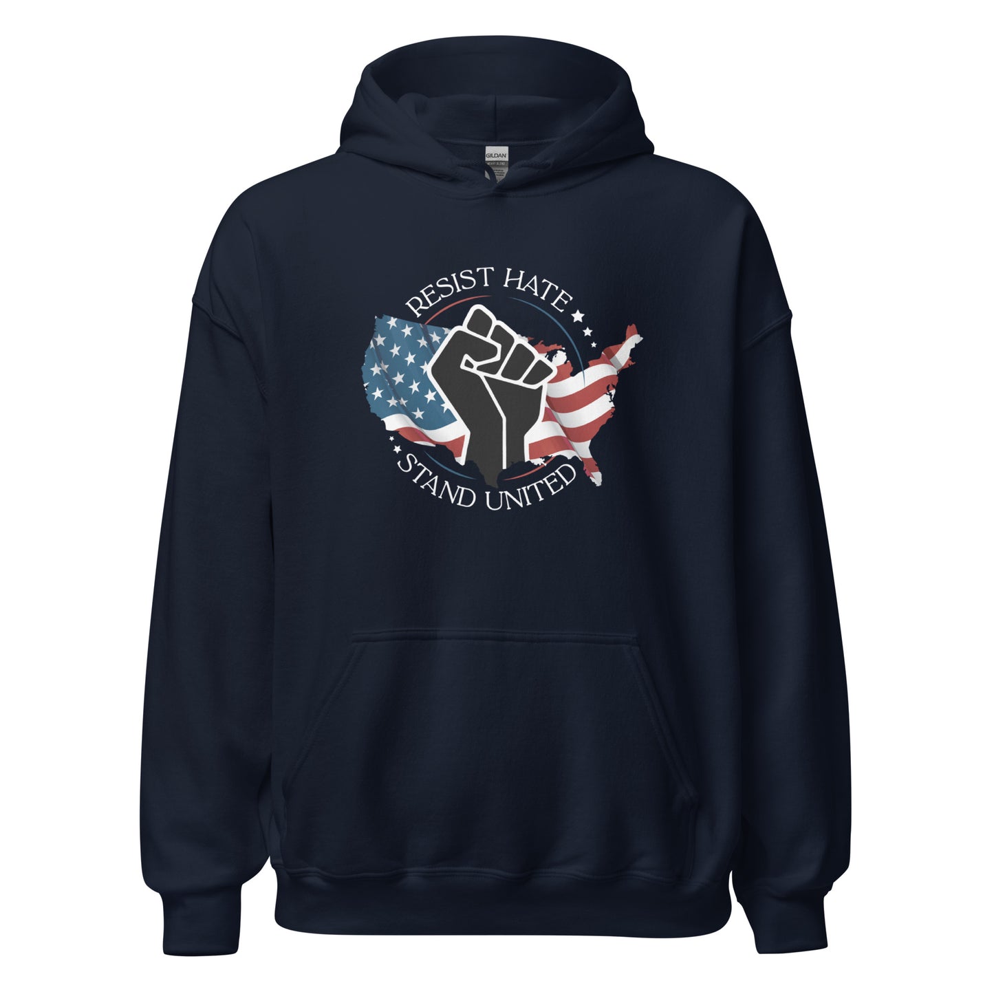 Resist Hate, Stand United - Unisex Hoodie - Supporting Black Lives Matter and Equal Rights for All Americans Shirts & Tops Woke American Apparel