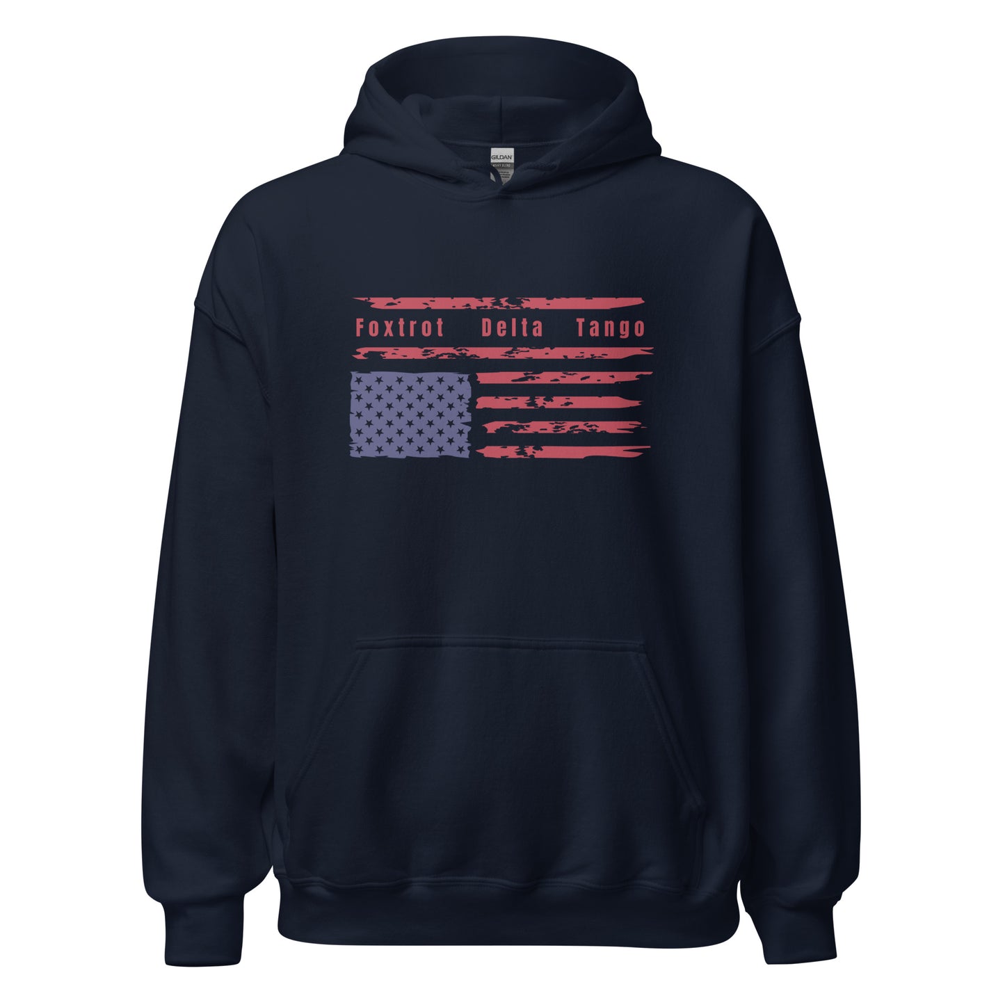 Foxtrot Delta Tango (Flag) - Unisex Hoodie Shirts & Tops Woke American Apparel Navy S