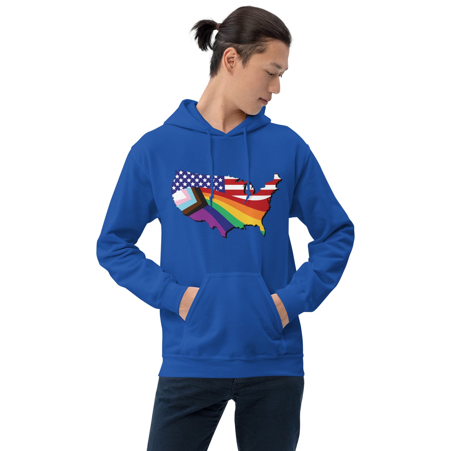 US Map Old Glory Pride - Unisex Hoodie - Supporting Equal Rights for All Americans Shirts & Tops Woke American Apparel Royal S