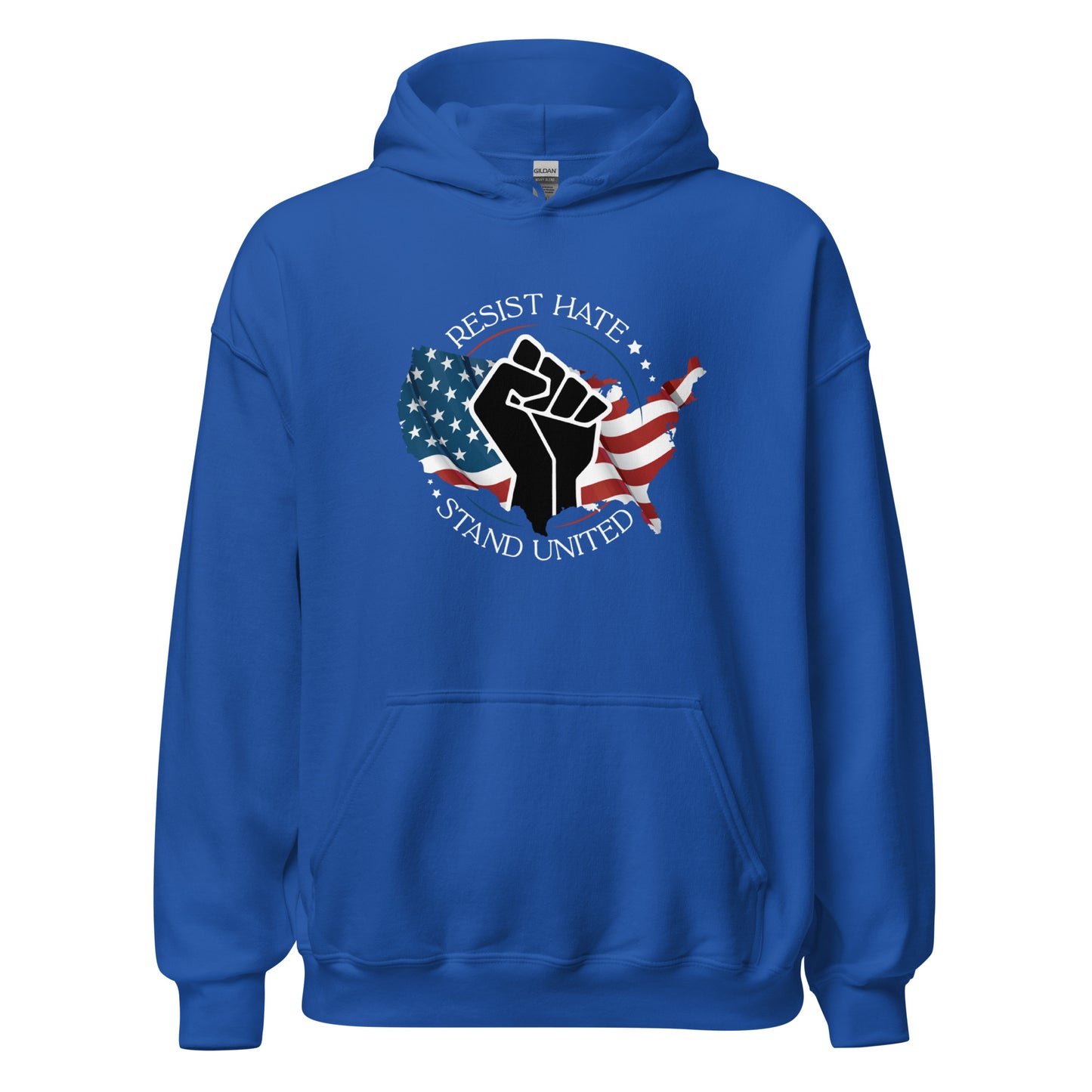 Resist Hate, Stand United - Unisex Hoodie - Supporting Black Lives Matter and Equal Rights for All Americans Shirts & Tops Woke American Apparel