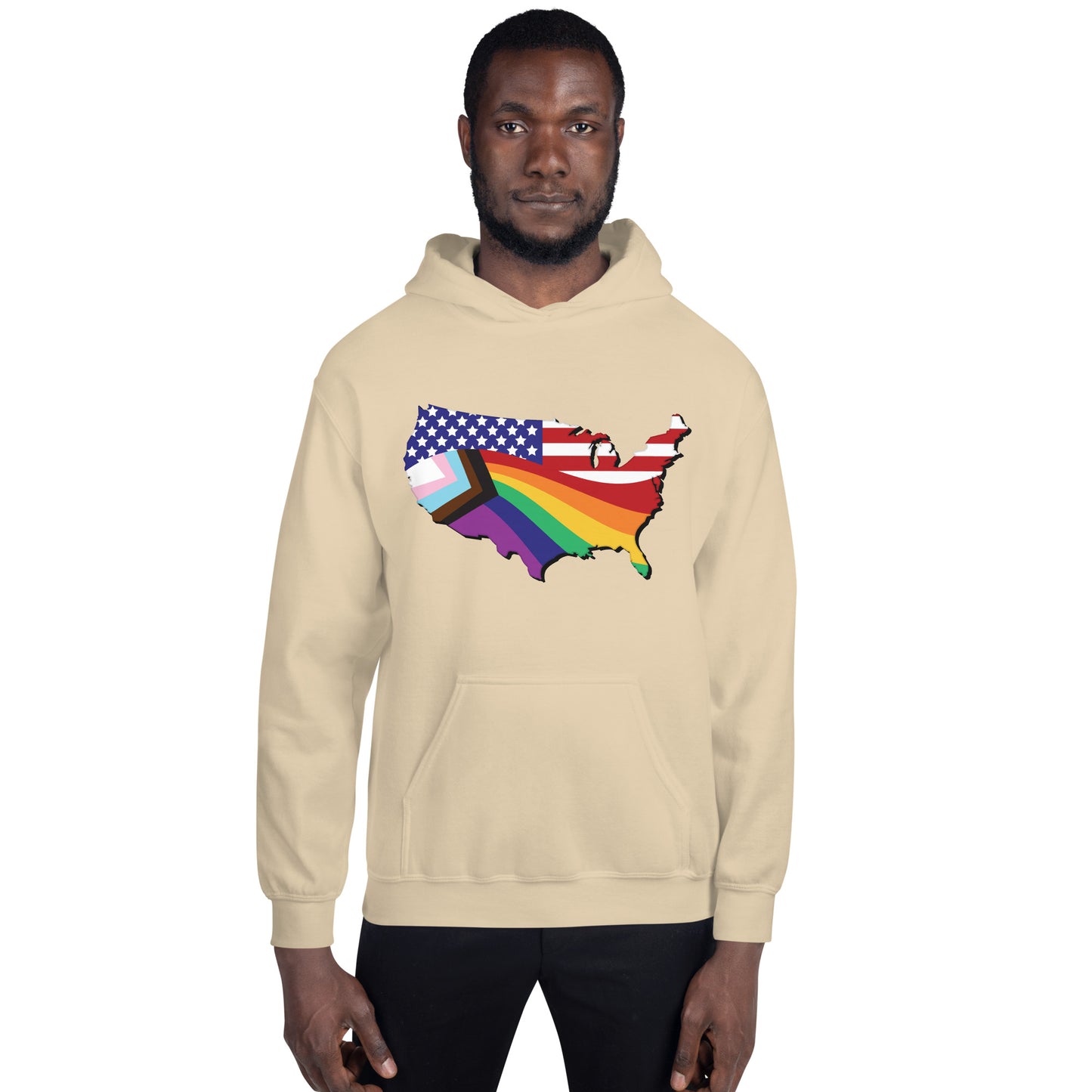 US Map Old Glory Pride - Unisex Hoodie - Supporting Equal Rights for All Americans Shirts & Tops Woke American Apparel