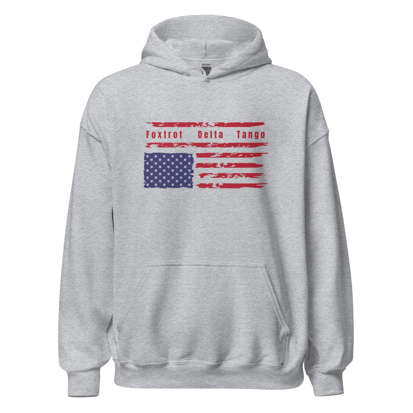 Foxtrot Delta Tango (Flag) - Unisex Hoodie Shirts & Tops Woke American Apparel Sport Grey S