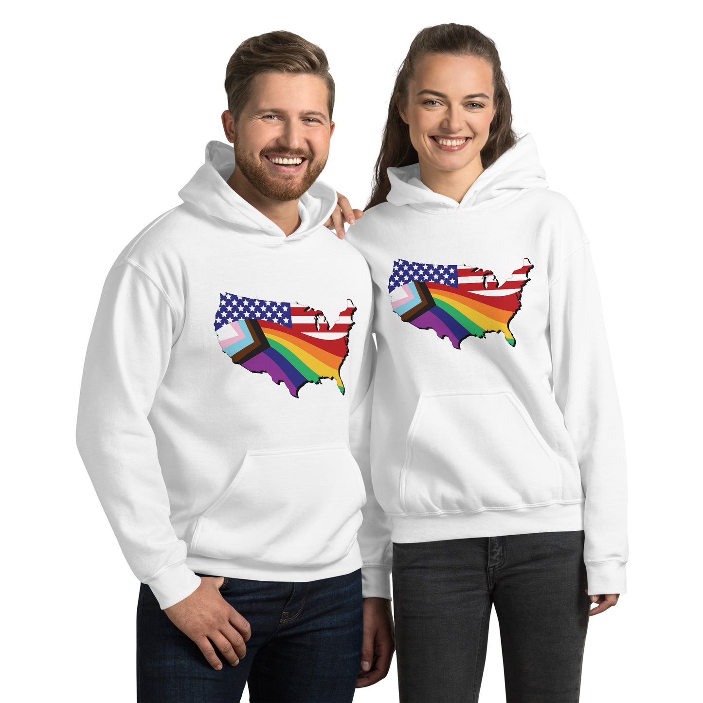 US Map Old Glory Pride - Unisex Hoodie - Supporting Equal Rights for All Americans Shirts & Tops Woke American Apparel