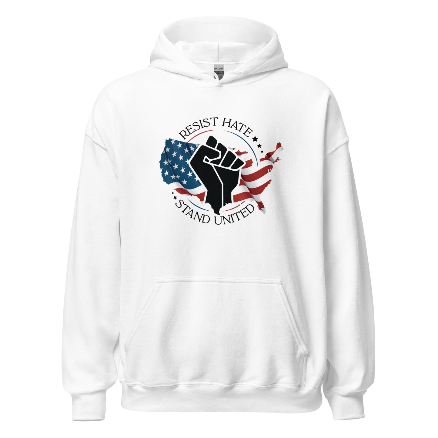 Resist Hate, Stand United - Unisex Hoodie - Supporting Black Lives Matter and Equal Rights for All Americans Shirts & Tops Woke American Apparel