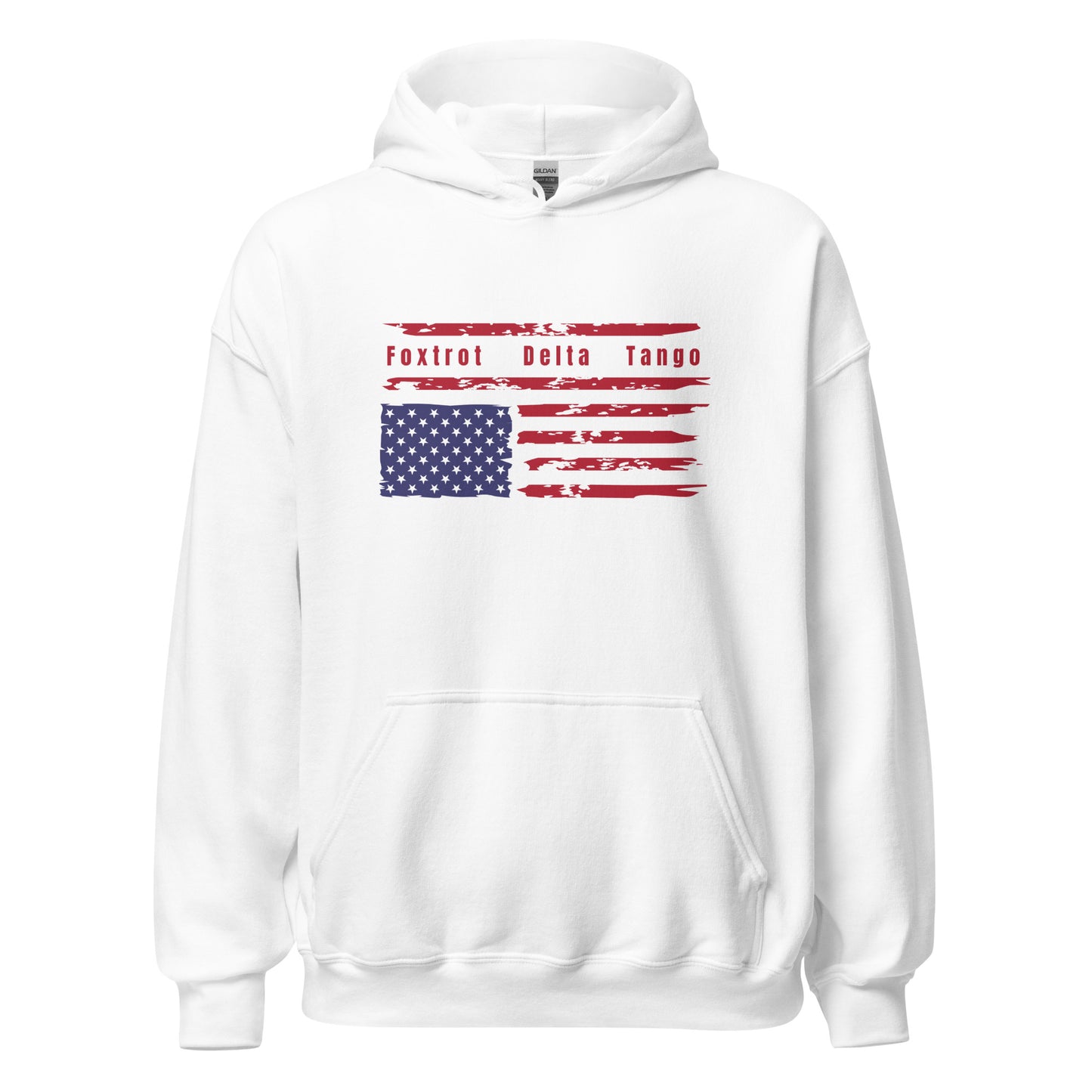 Foxtrot Delta Tango (Flag) - Unisex Hoodie Shirts & Tops Woke American Apparel White S