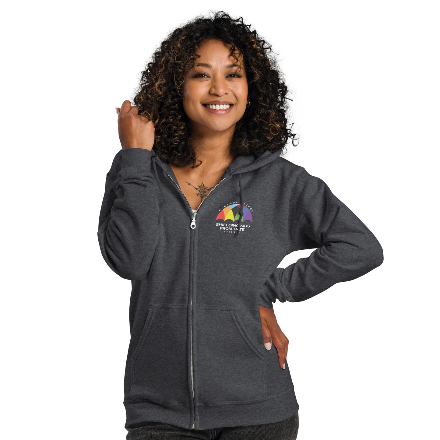 Parasol Patrol - Unisex Zip Hoodie Shirts & Tops Woke American Apparel Dark Heather S