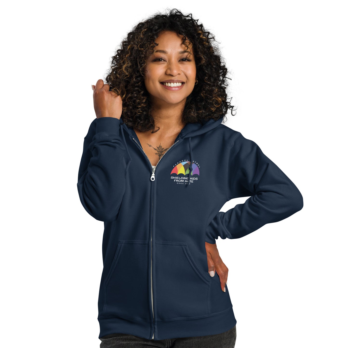 Parasol Patrol - Unisex Zip Hoodie Shirts & Tops Woke American Apparel Navy S