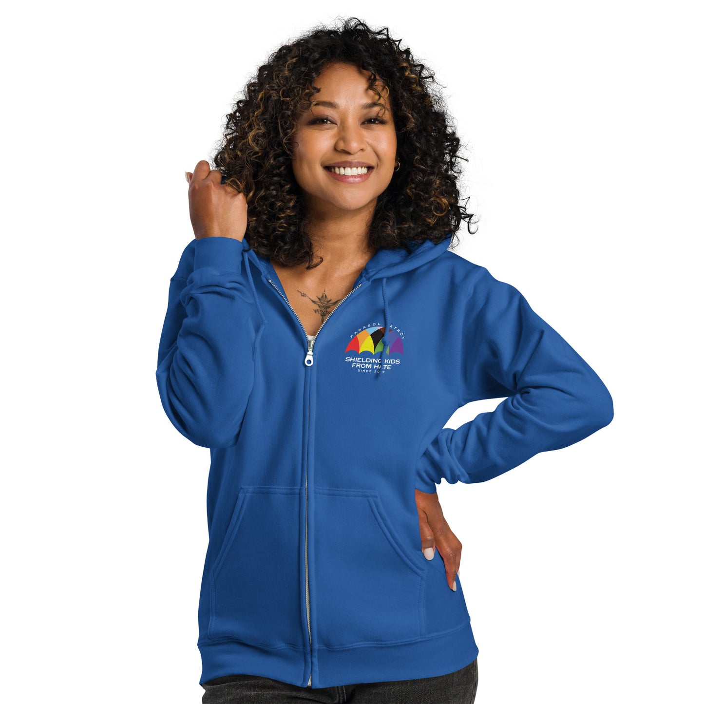 Parasol Patrol - Unisex Zip Hoodie Shirts & Tops Woke American Apparel Royal S