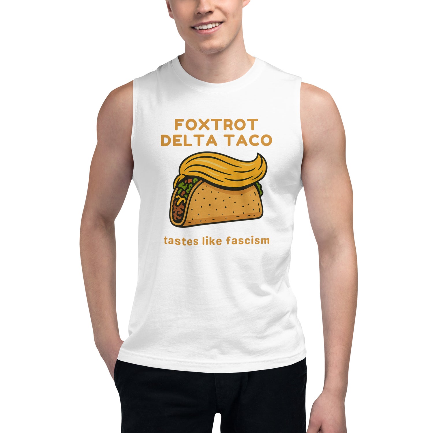 Foxtrot Delta Taco - Unisex Muscle Shirt Shirts & Tops Woke American Apparel White S
