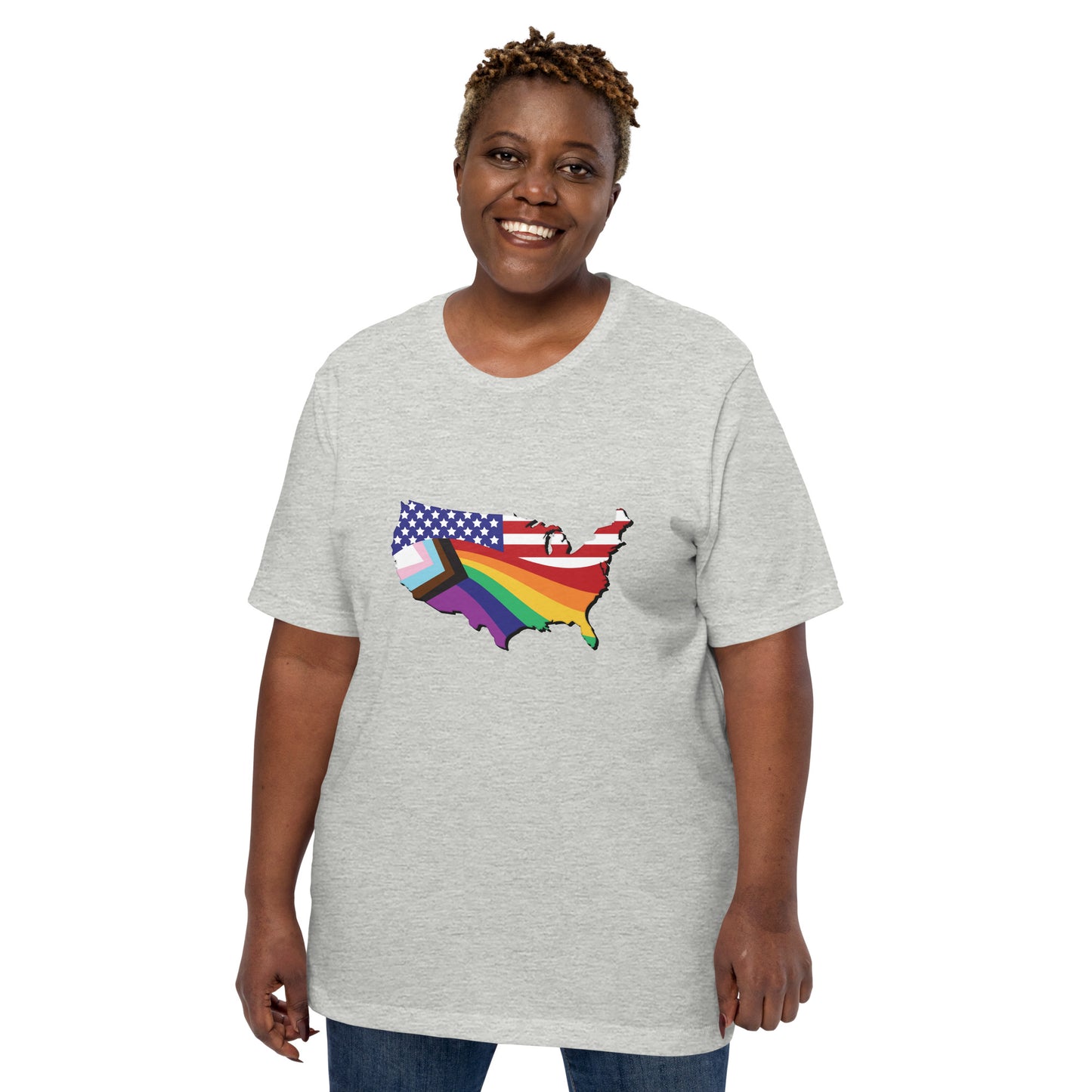 US Map Old Glory Pride - Unisex T-Shirt - Supporting Equal Rights for All Americans Shirts & Tops Woke American Apparel