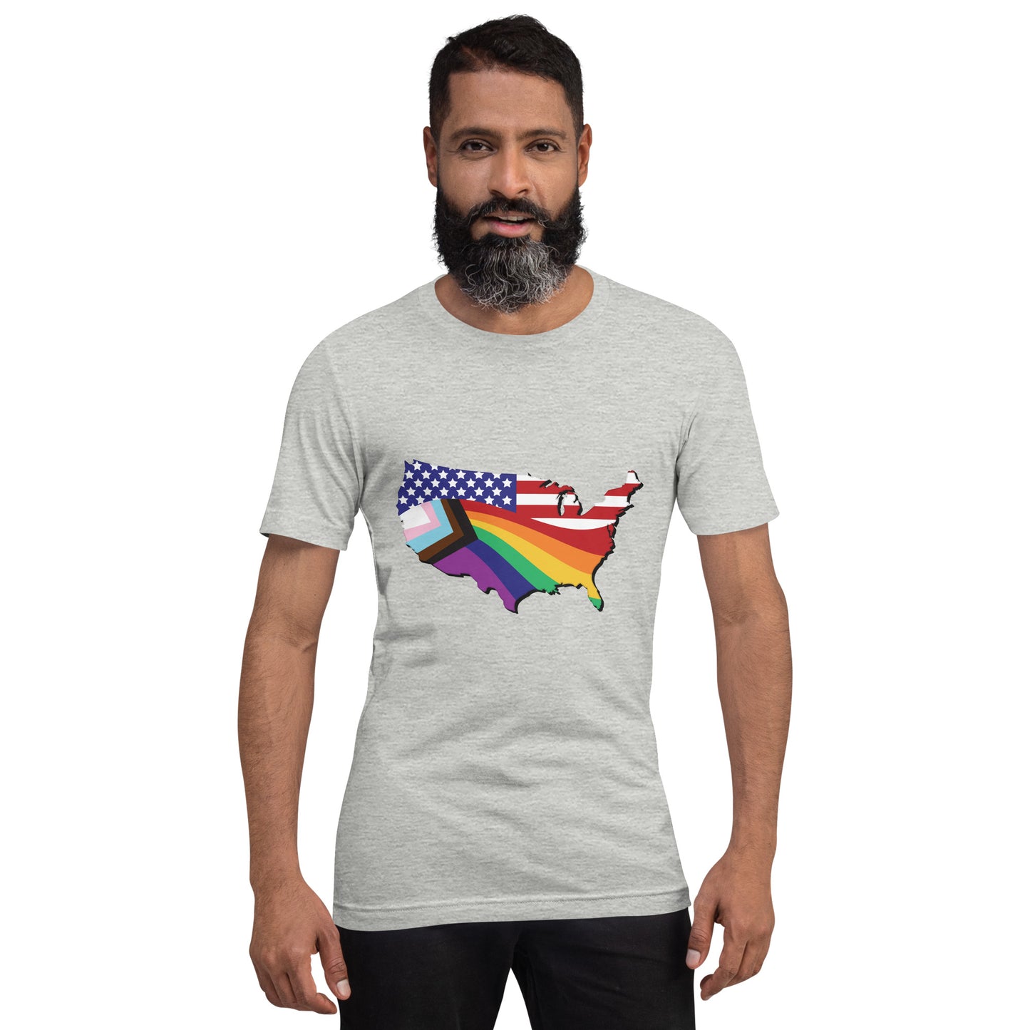 US Map Old Glory Pride - Unisex T-Shirt - Supporting Equal Rights for All Americans Shirts & Tops Woke American Apparel