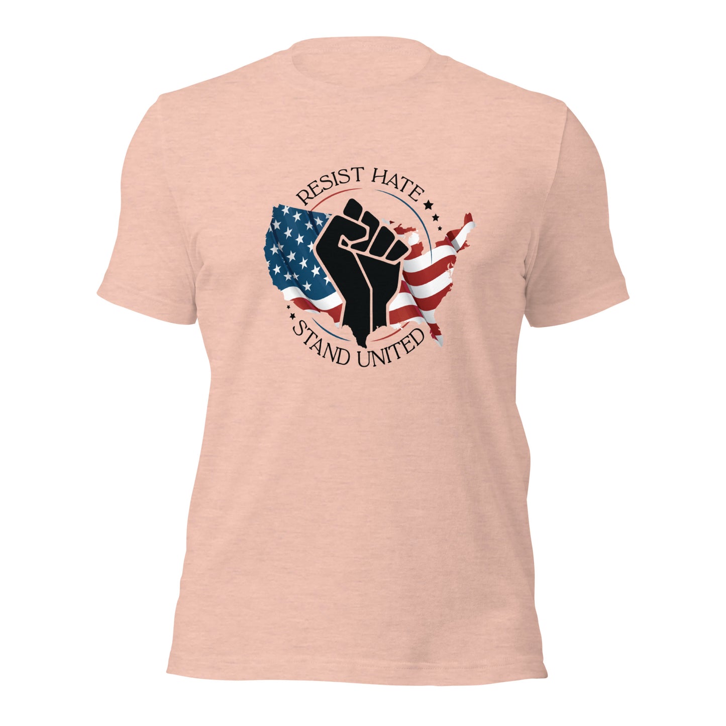 Resist Hate, Stand United - Unisex T-Shirt - Supporting Black Lives Matter and Equal Rights for All Americans Shirts & Tops Woke American Apparel Heather Prism Peach XS