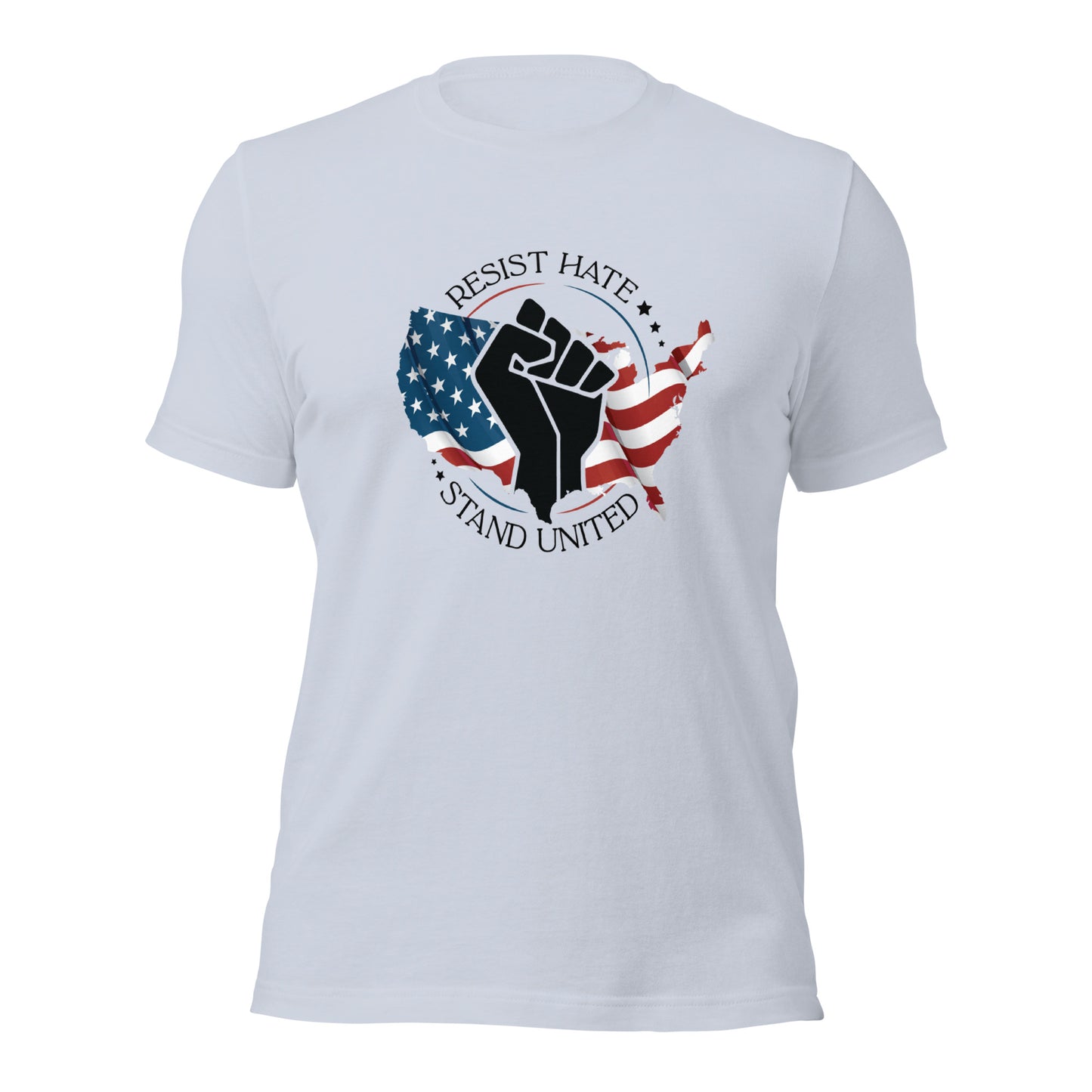 Resist Hate, Stand United - Unisex T-Shirt - Supporting Black Lives Matter and Equal Rights for All Americans Shirts & Tops Woke American Apparel Light Blue XS