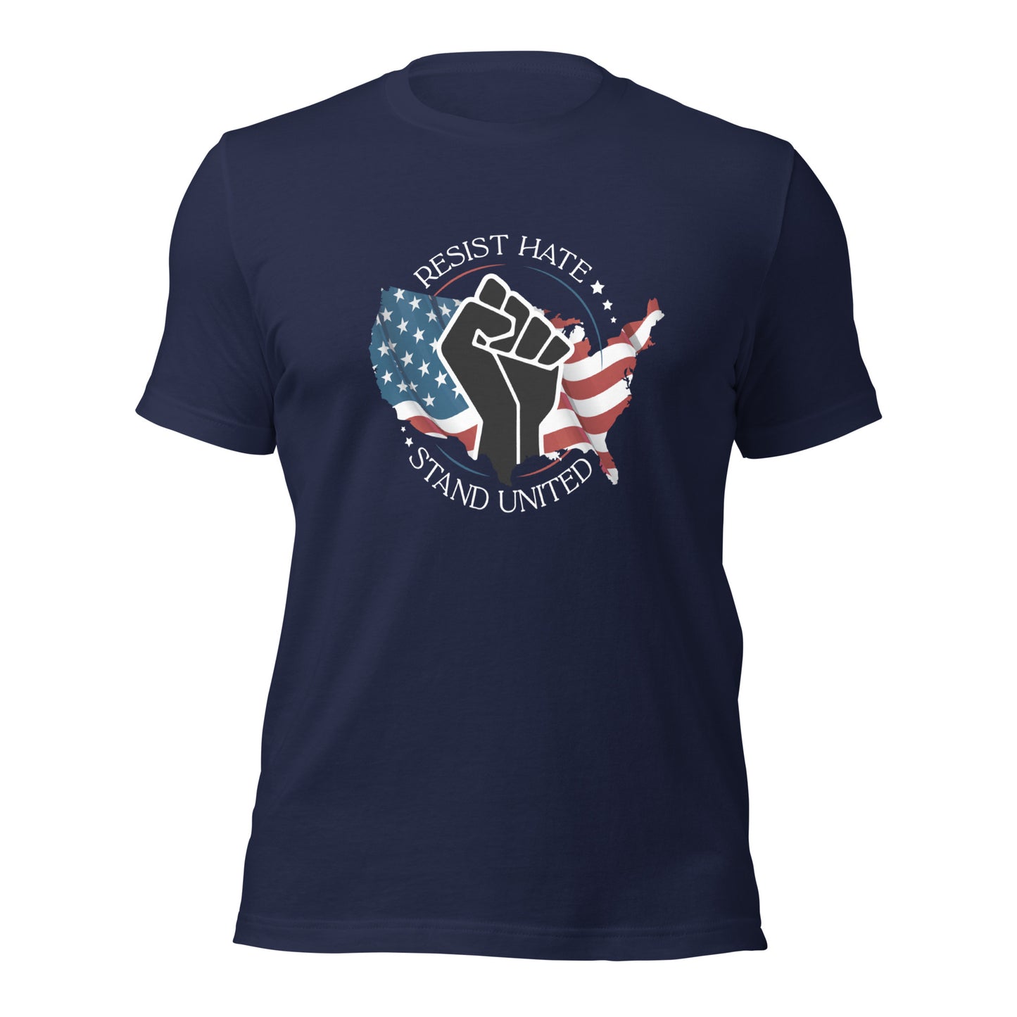 Resist Hate, Stand United - Unisex T-Shirt - Supporting Black Lives Matter and Equal Rights for All Americans Shirts & Tops Woke American Apparel Navy XS