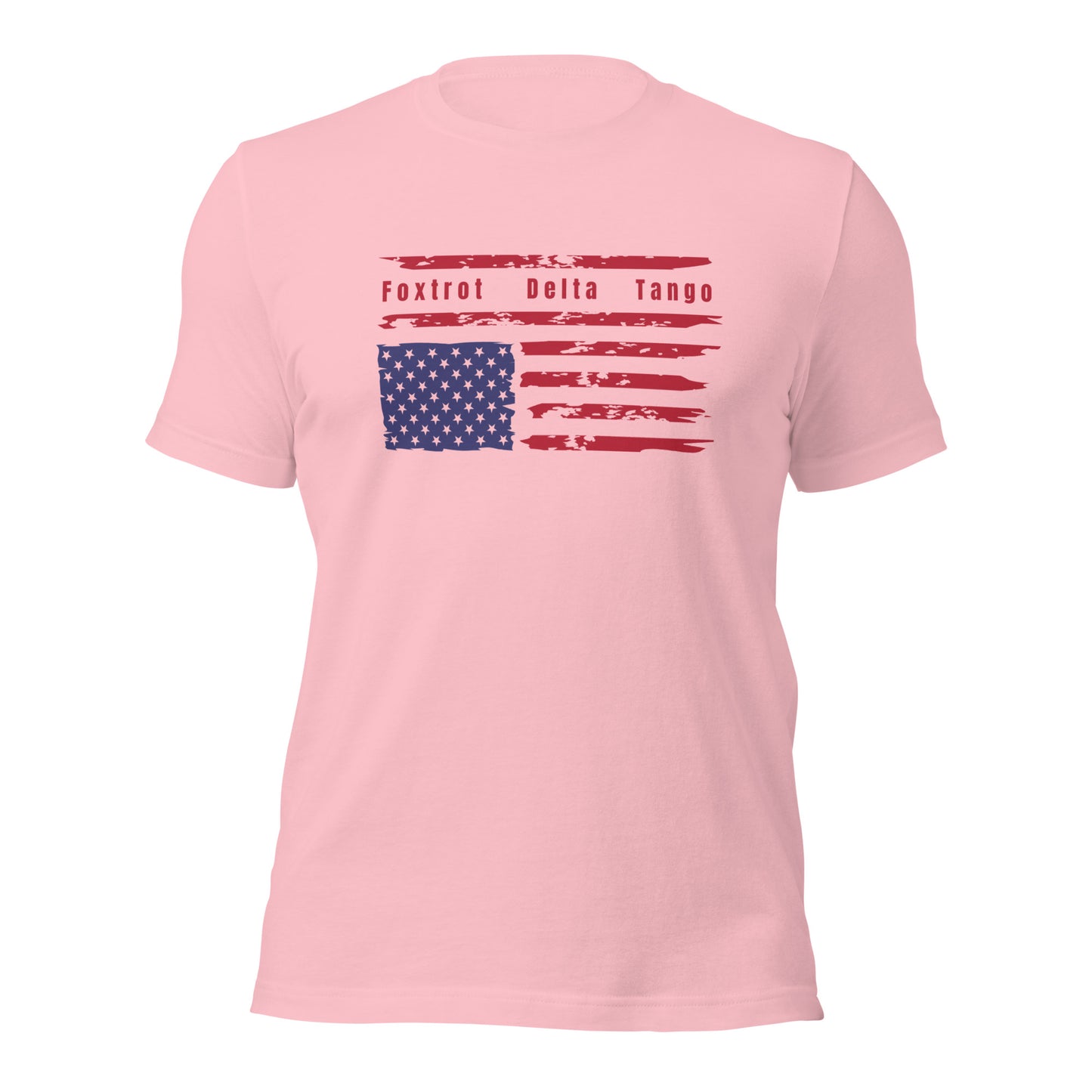Foxtrot Delta Tango (Flag) - Unisex T-Shirt Shirts & Tops Woke American Apparel Pink S