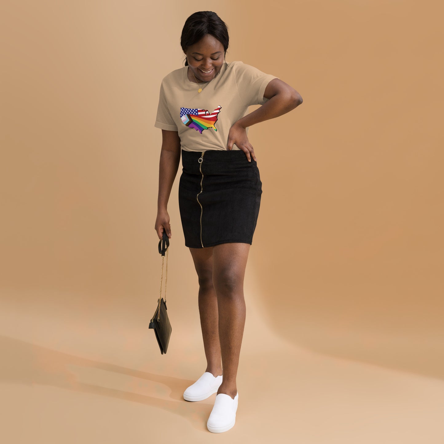 US Map Old Glory Pride - Unisex T-Shirt - Supporting Equal Rights for All Americans Shirts & Tops Woke American Apparel