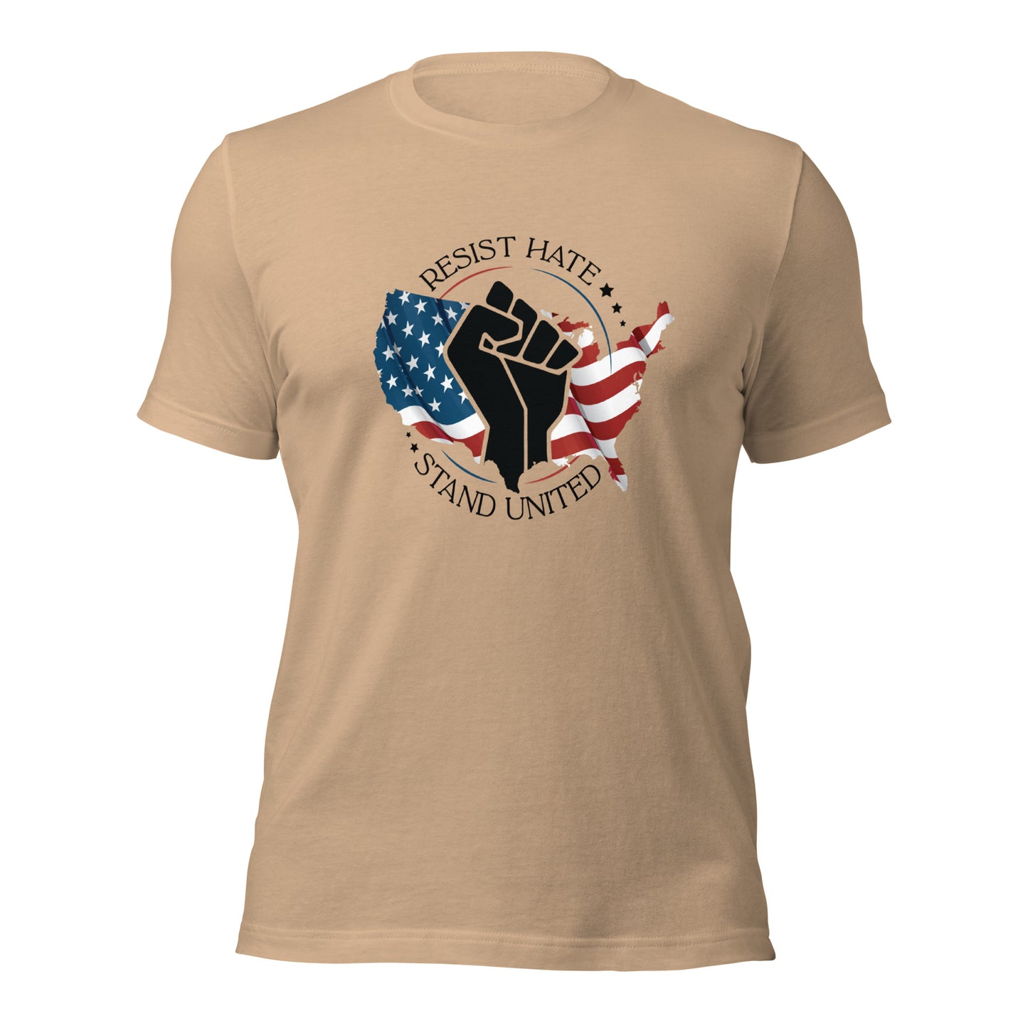 Resist Hate, Stand United - Unisex T-Shirt - Supporting Black Lives Matter and Equal Rights for All Americans Shirts & Tops Woke American Apparel Tan XS