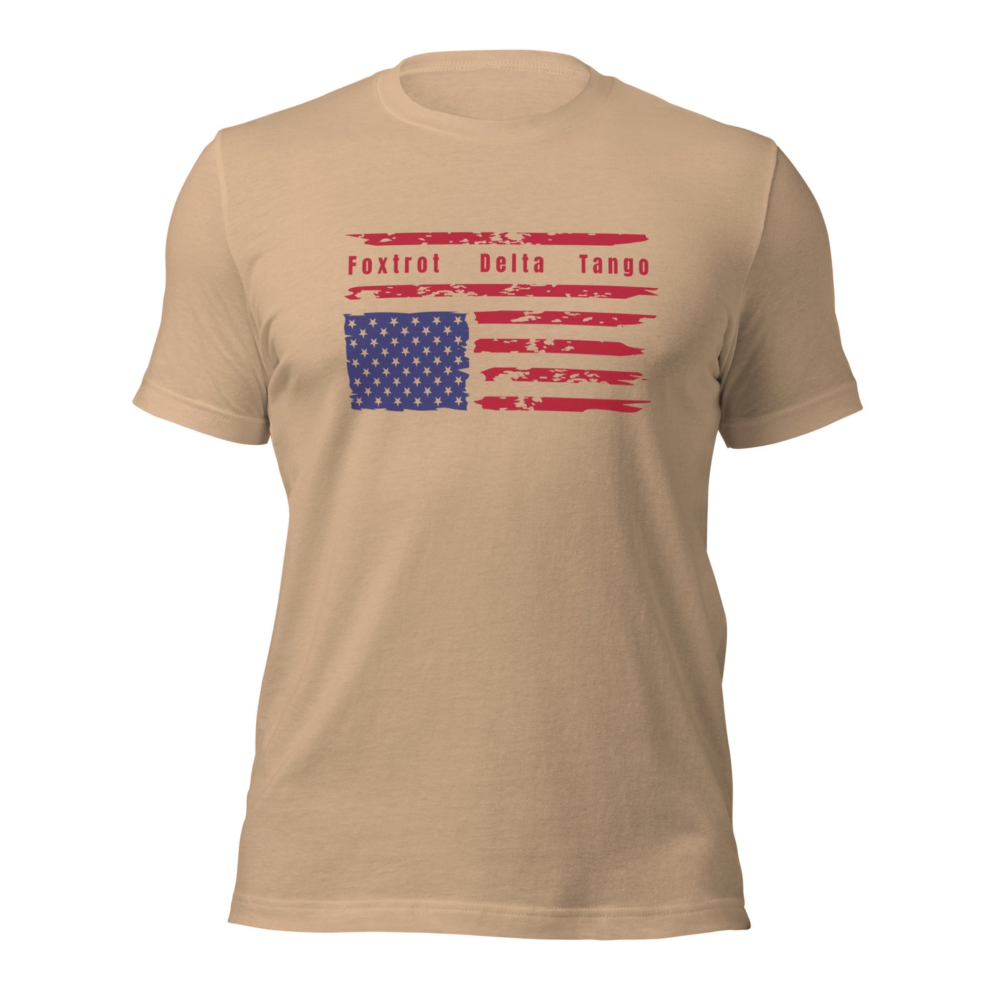 Foxtrot Delta Tango (Flag) - Unisex T-Shirt Shirts & Tops Woke American Apparel Tan XS