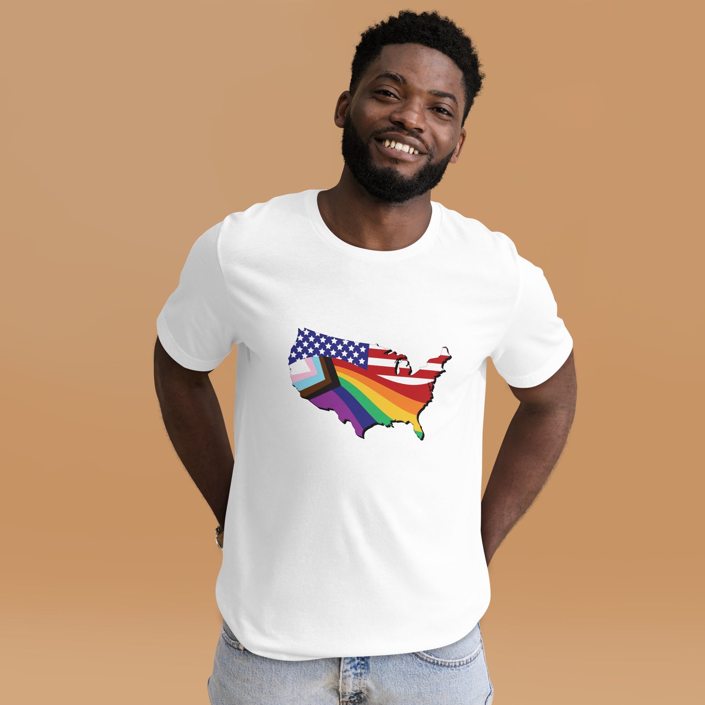 US Map Old Glory Pride - Unisex T-Shirt - Supporting Equal Rights for All Americans Shirts & Tops Woke American Apparel