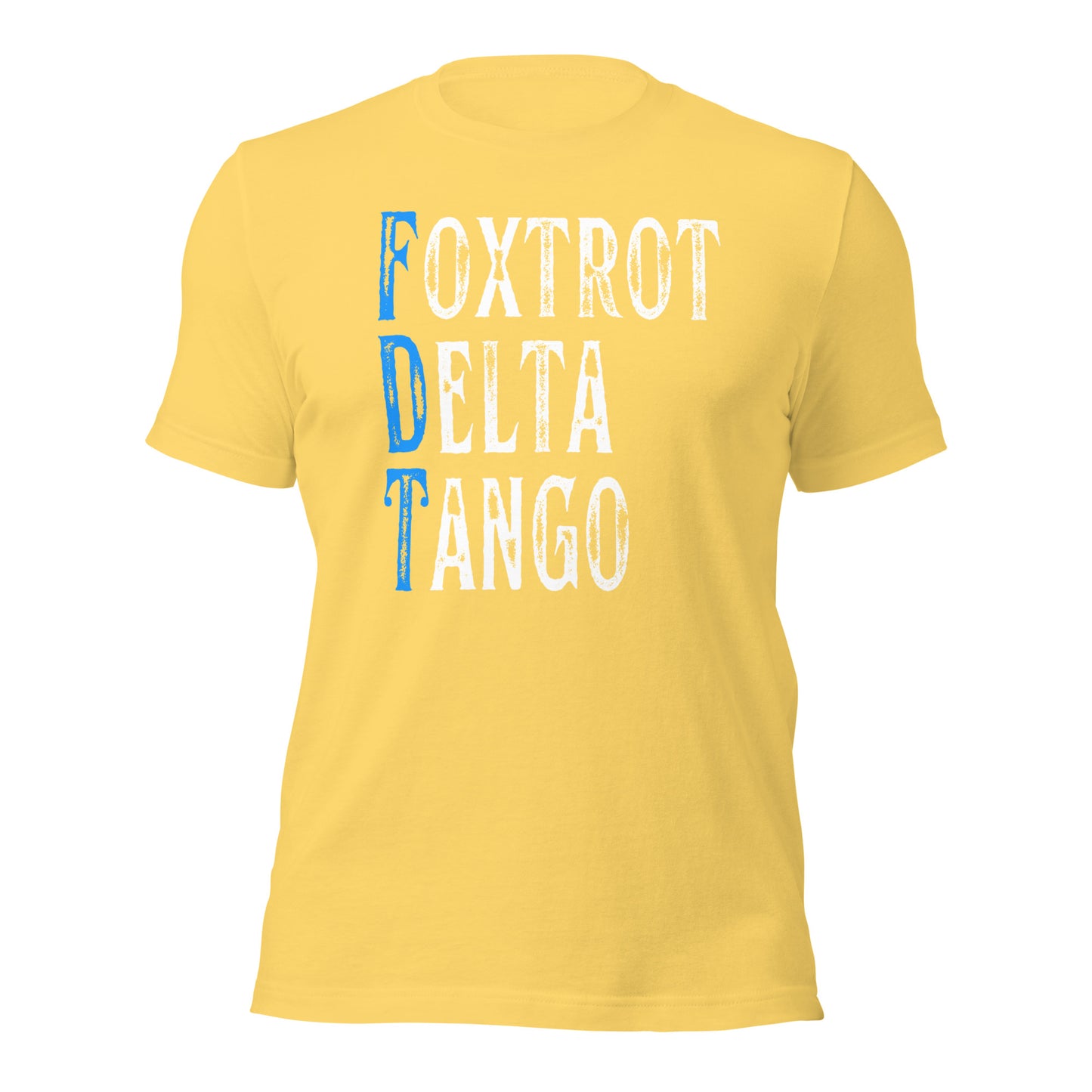 Foxtrot Delta Tango - Unisex T-Shirt Shirts & Tops Woke American Apparel Yellow S