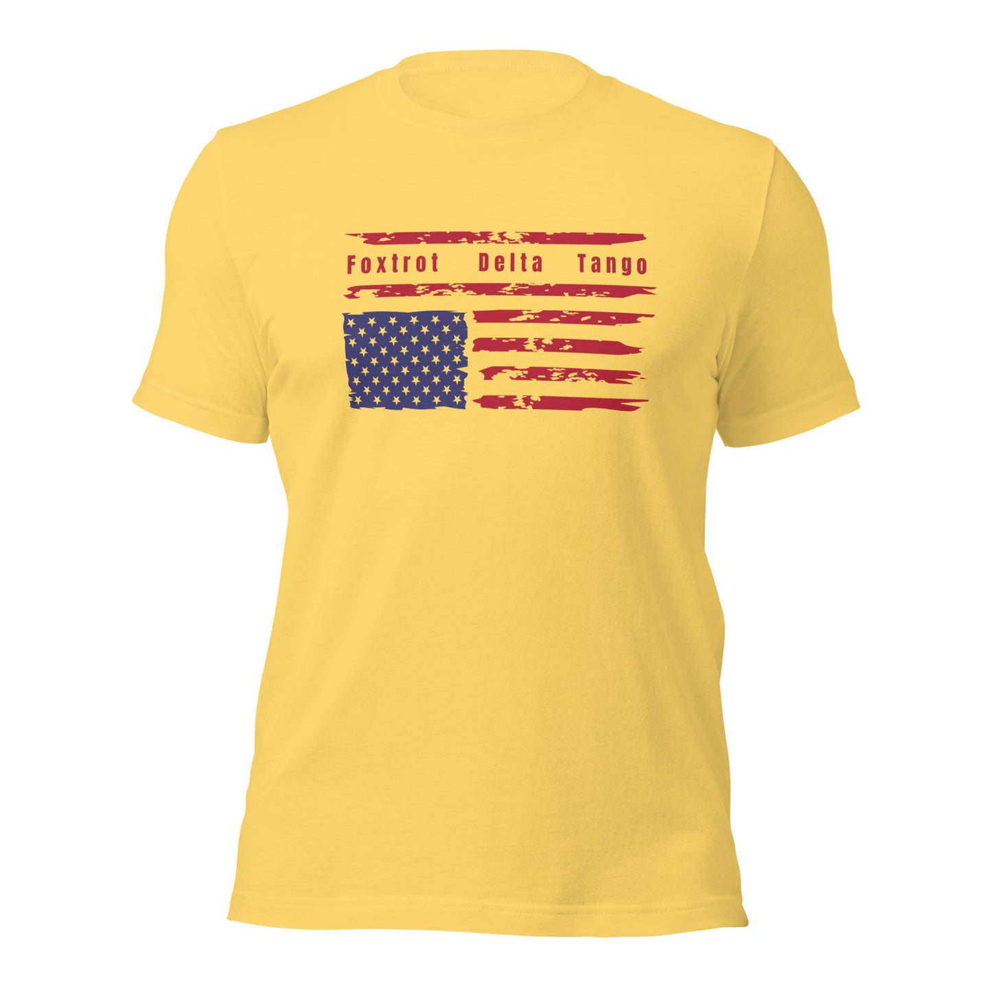 Foxtrot Delta Tango (Flag) - Unisex T-Shirt Shirts & Tops Woke American Apparel Yellow S