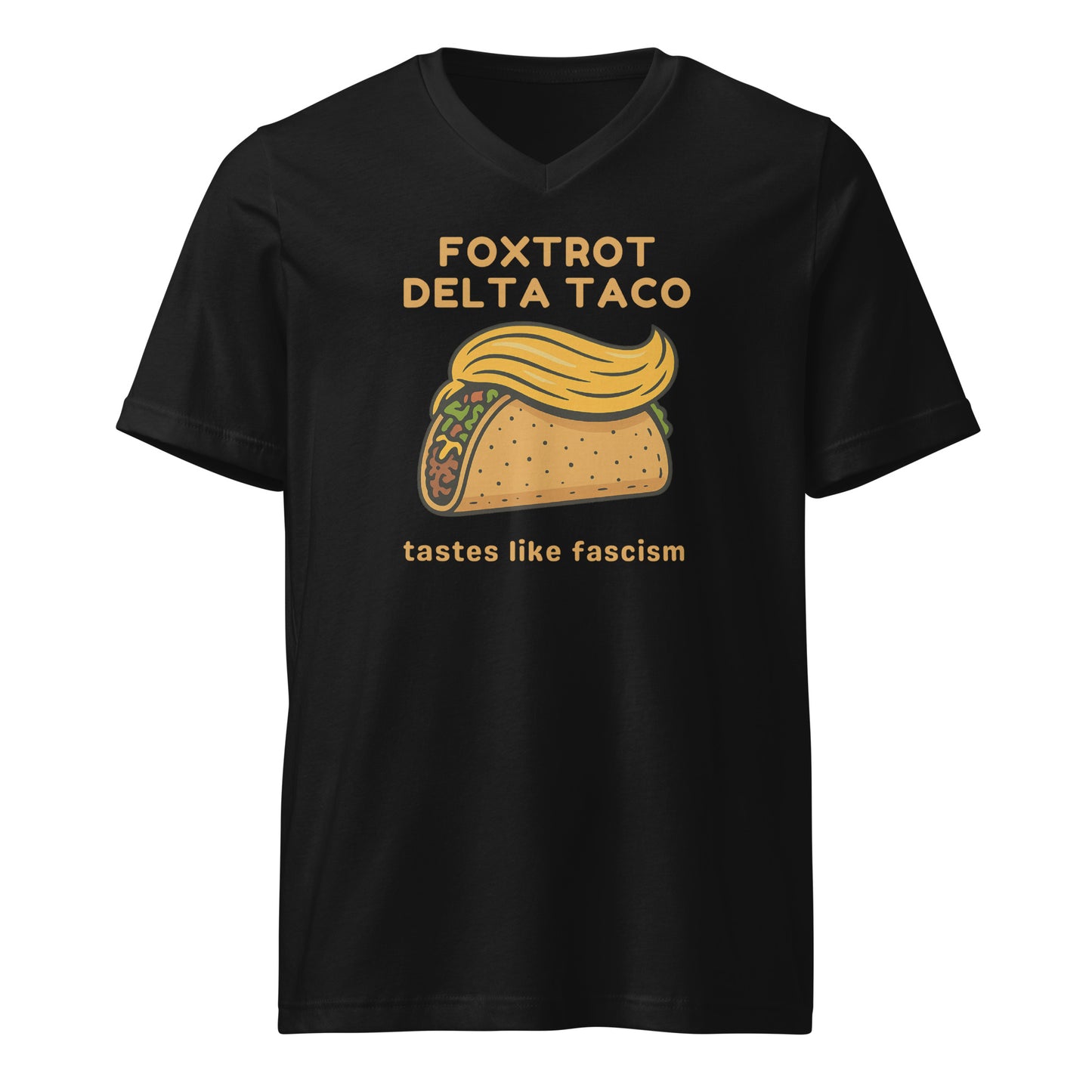 Foxtrot Delta Taco - Unisex V-Neck T-Shirt Shirts & Tops Woke American Apparel Black S